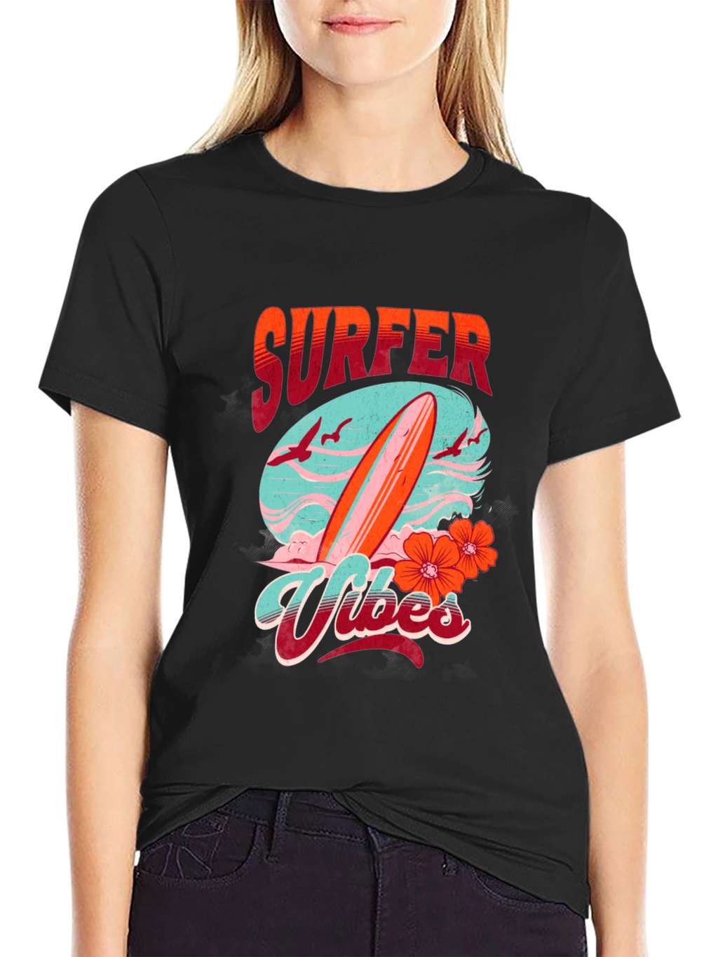 Surfer Vibes Graphic Tee - Black