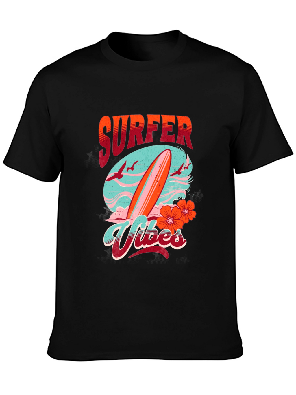 Surfer Vibes Graphic Tee - Black