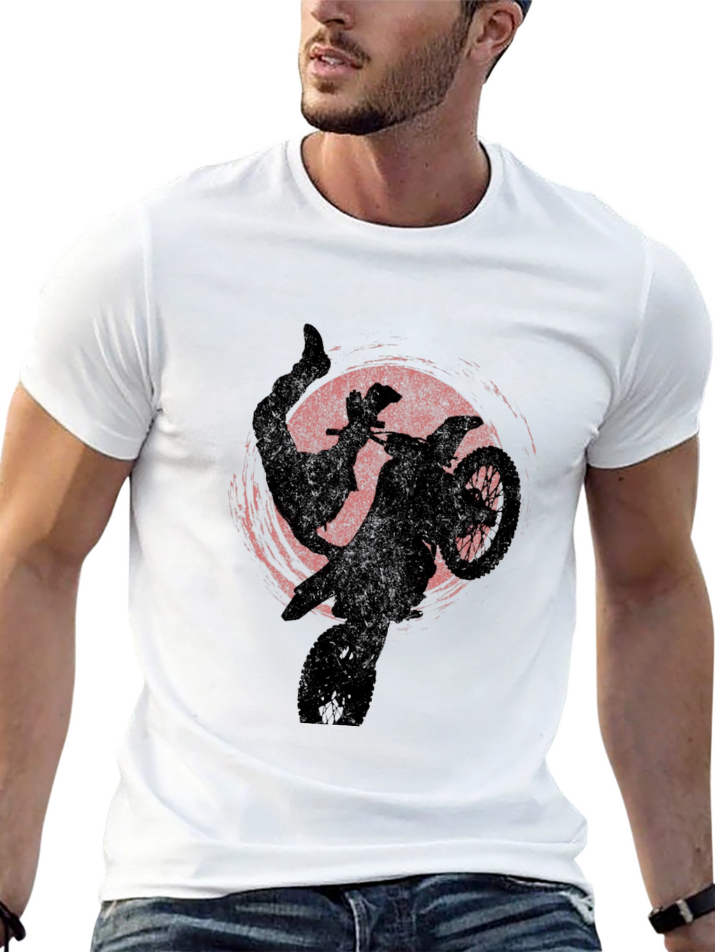 Motocross Silhouette Graphic Tee - Black