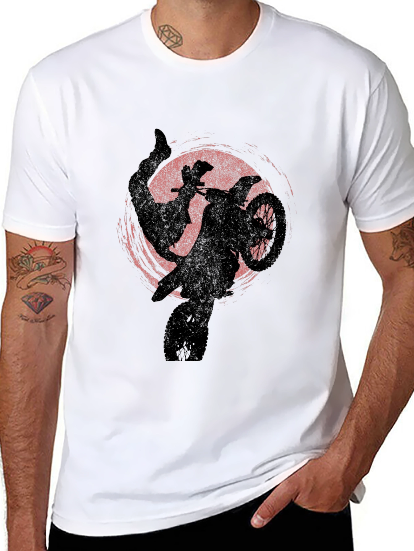 Motocross Silhouette Graphic Tee - Black