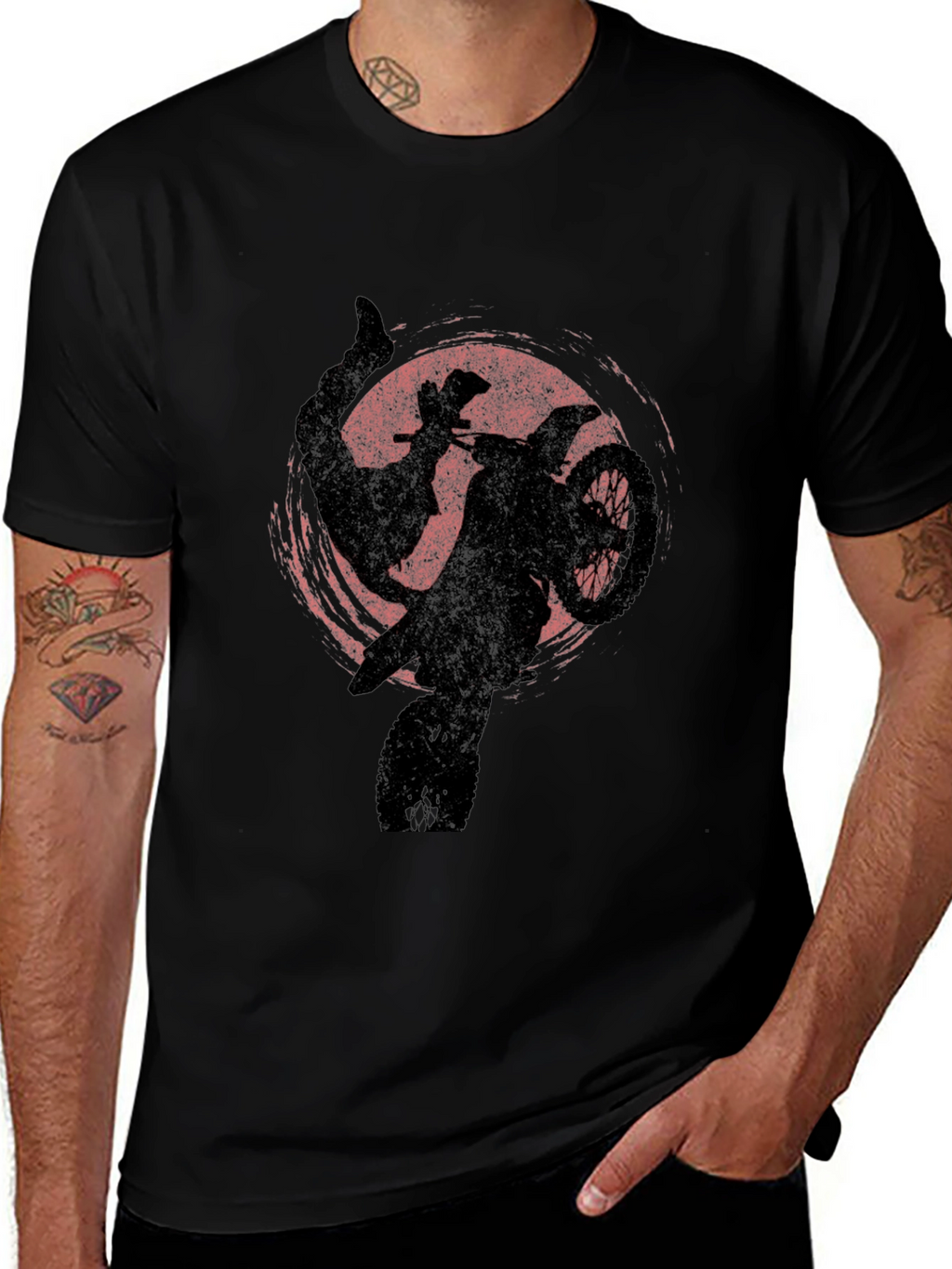 Motocross Silhouette Graphic Tee - Black