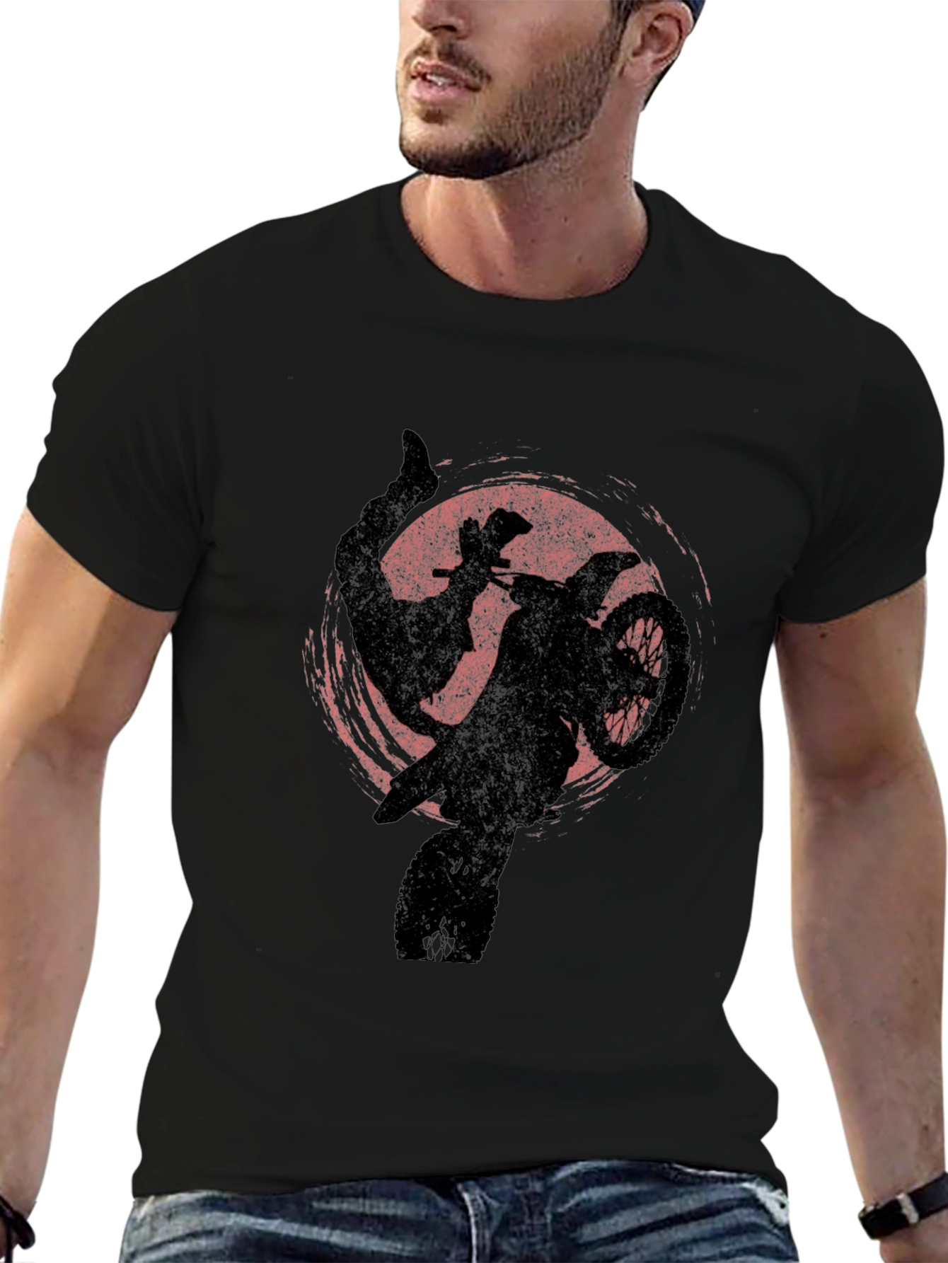 Motocross Silhouette Graphic Tee - Black