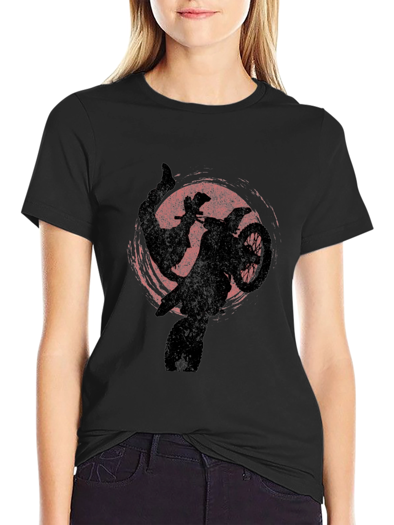 Motocross Silhouette Graphic Tee - Black