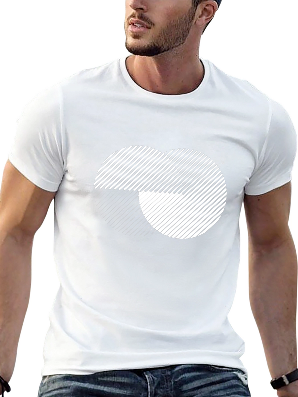 Geometric Line Pattern Black T-Shirt