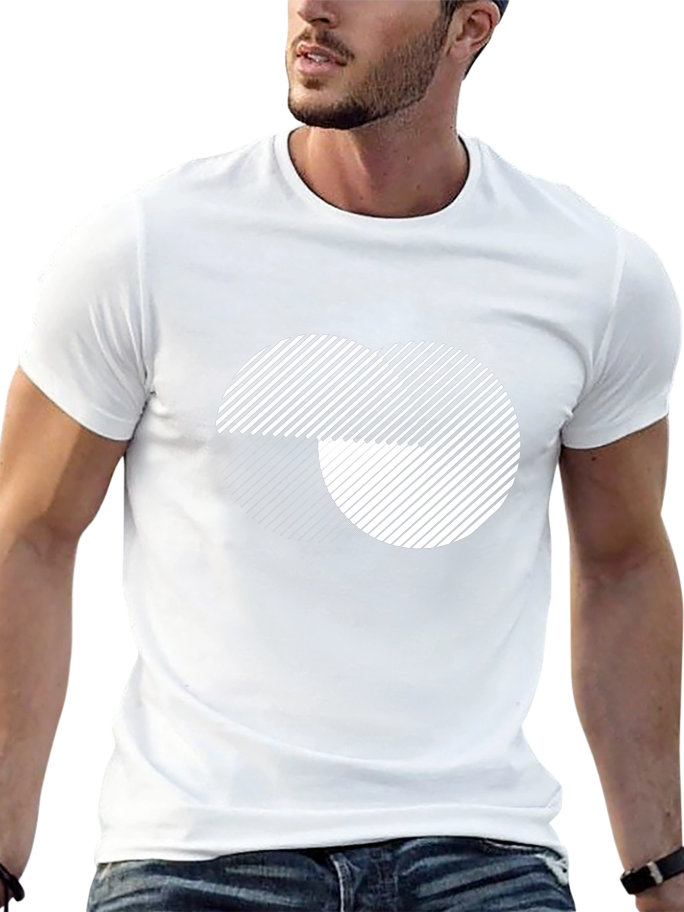 Geometric Line Pattern Black T-Shirt