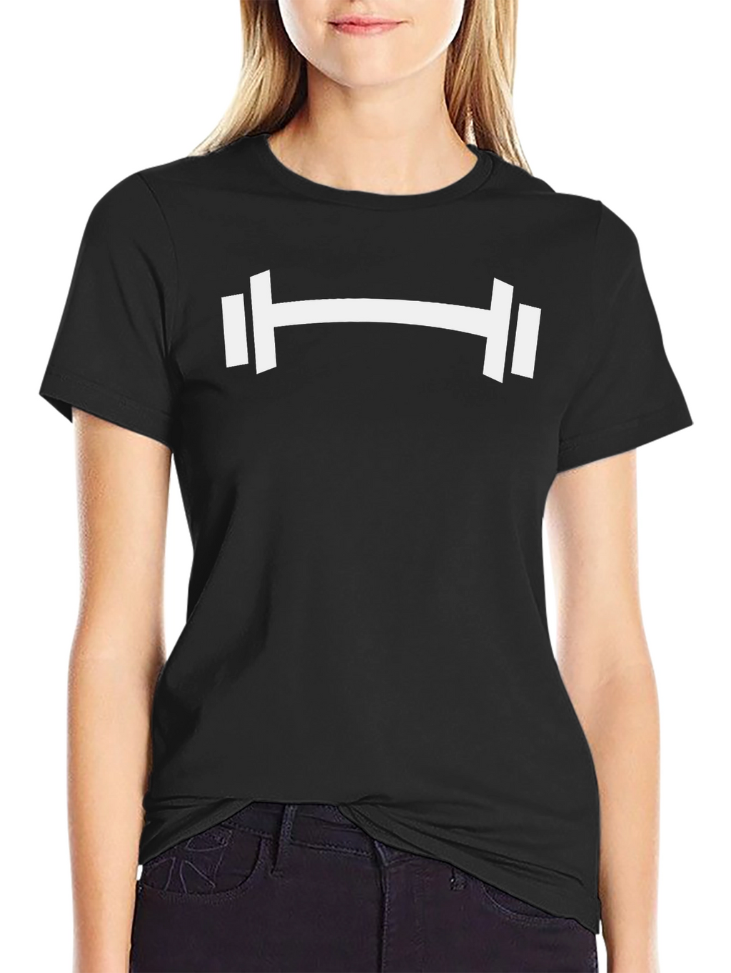 Gym Barbell Graphic Tee - Black Cotton