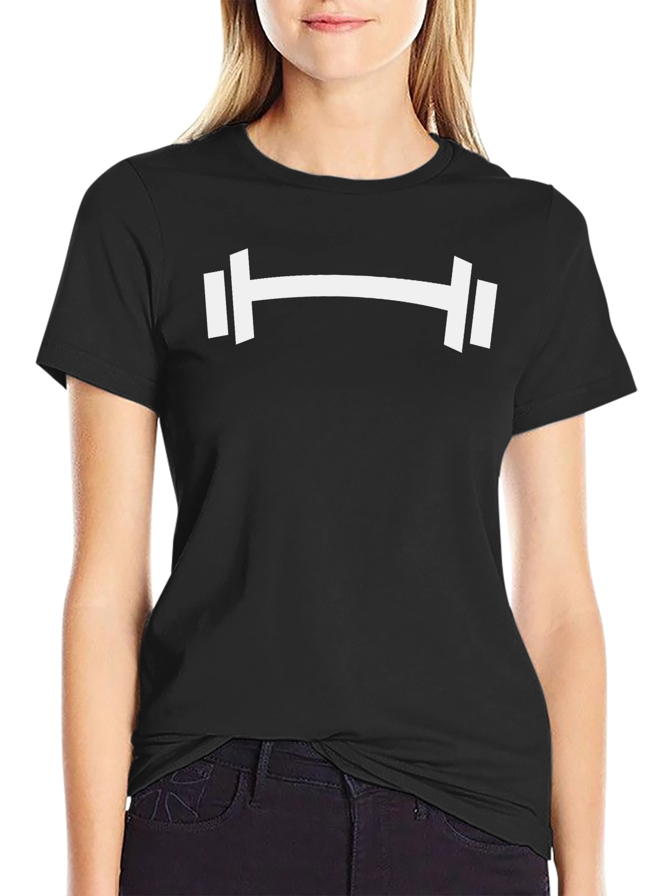 Gym Barbell Graphic Tee - Black Cotton