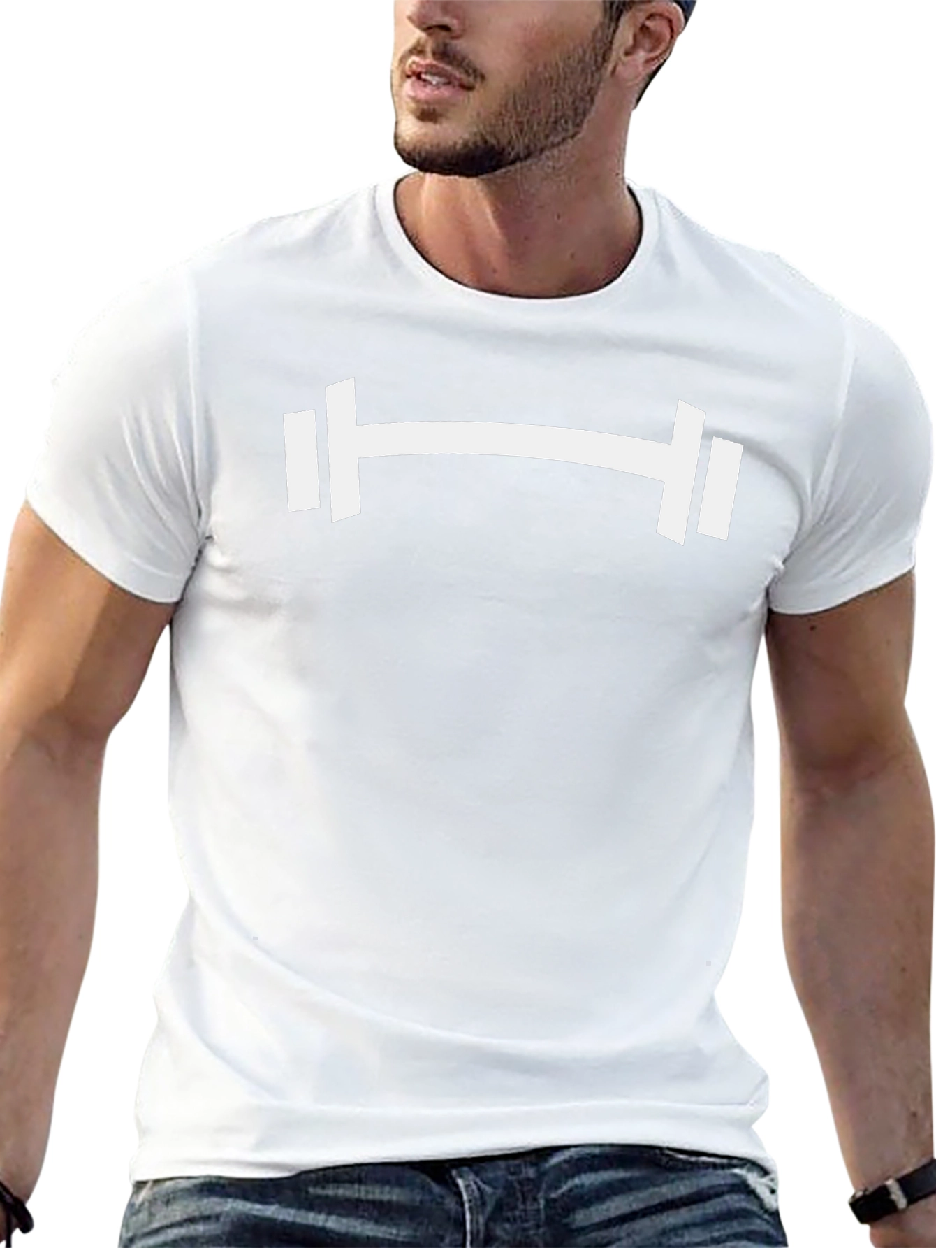 Gym Barbell Graphic Tee - Black Cotton