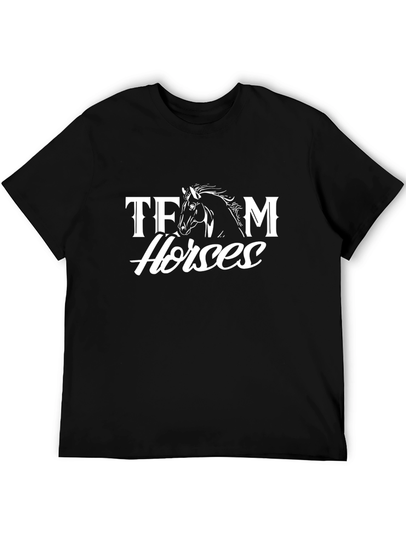Team Horses Black Cotton Graphic Tee