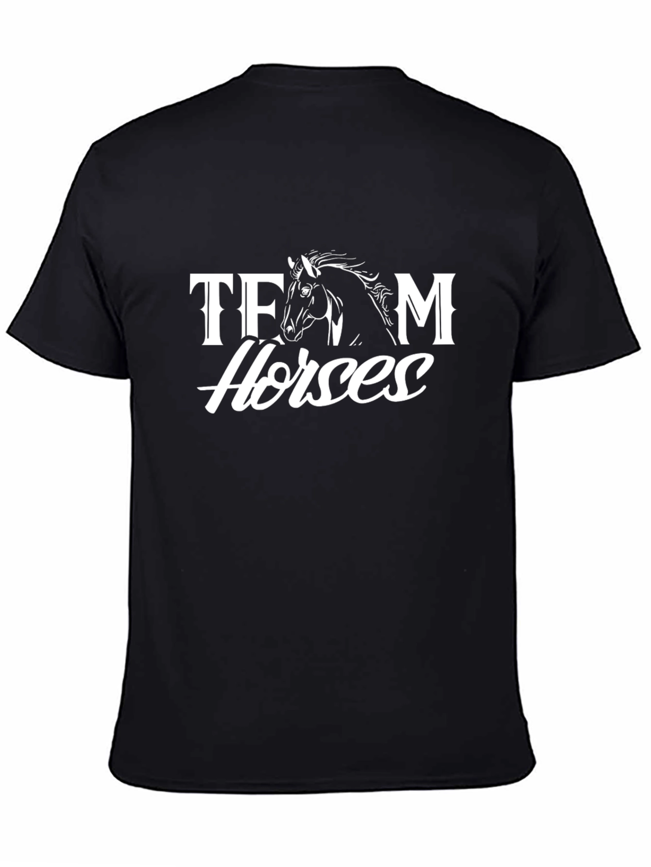 Team Horses Black Cotton Graphic Tee