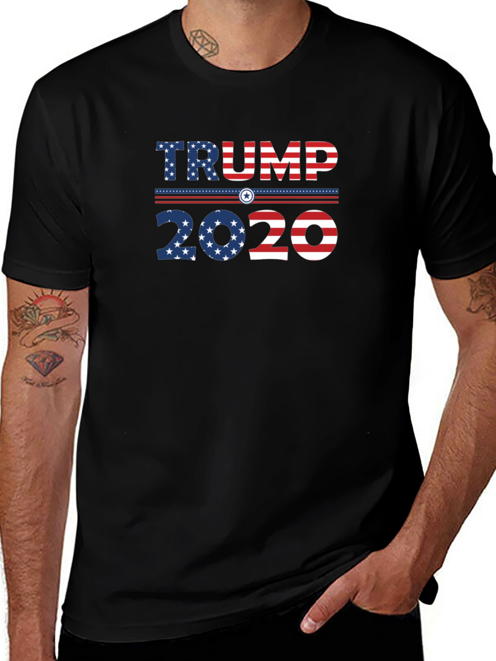 Trump 2020 Graphic Print Crew Neck T-Shirt