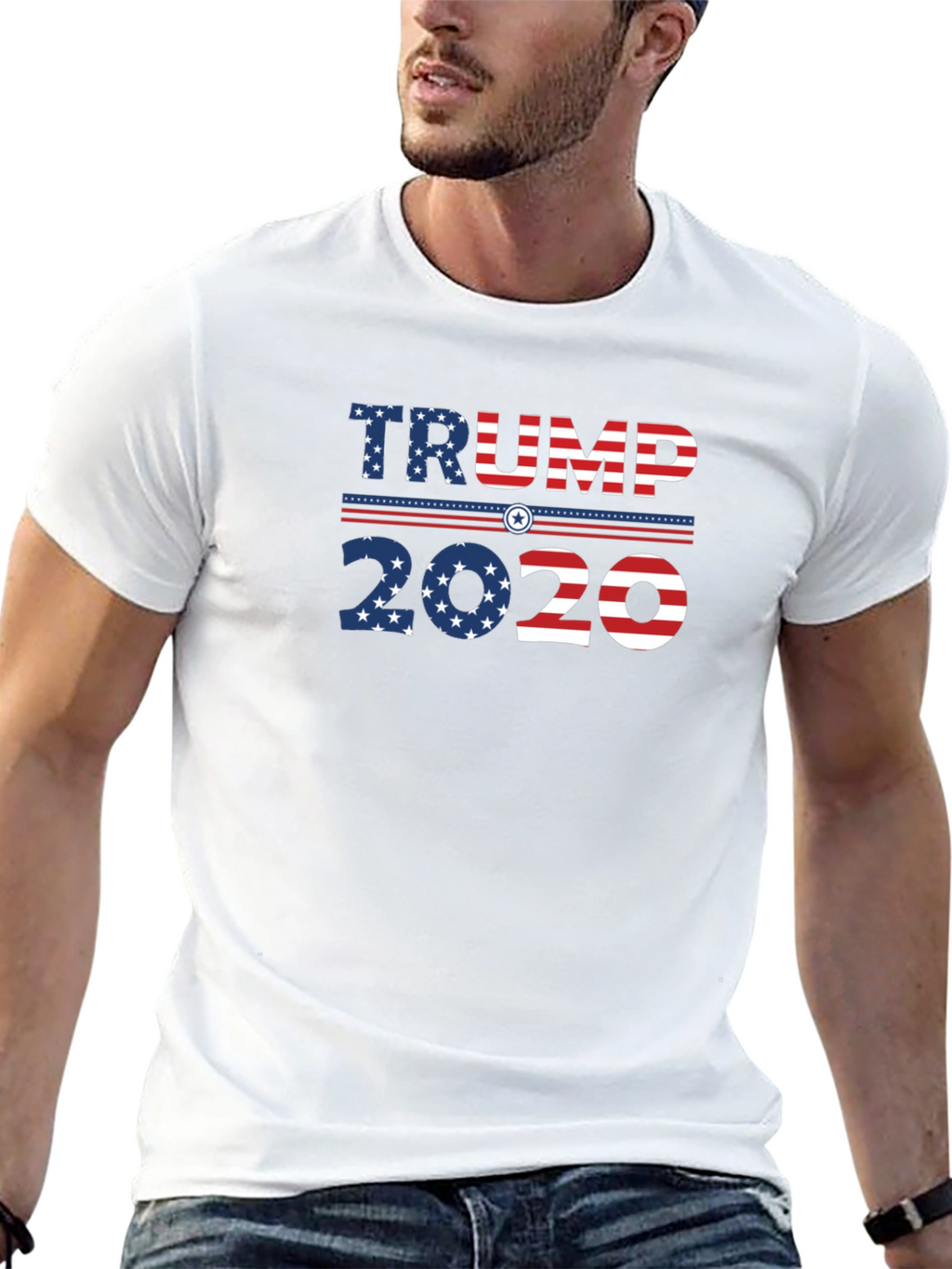 Trump 2020 Graphic Print Crew Neck T-Shirt