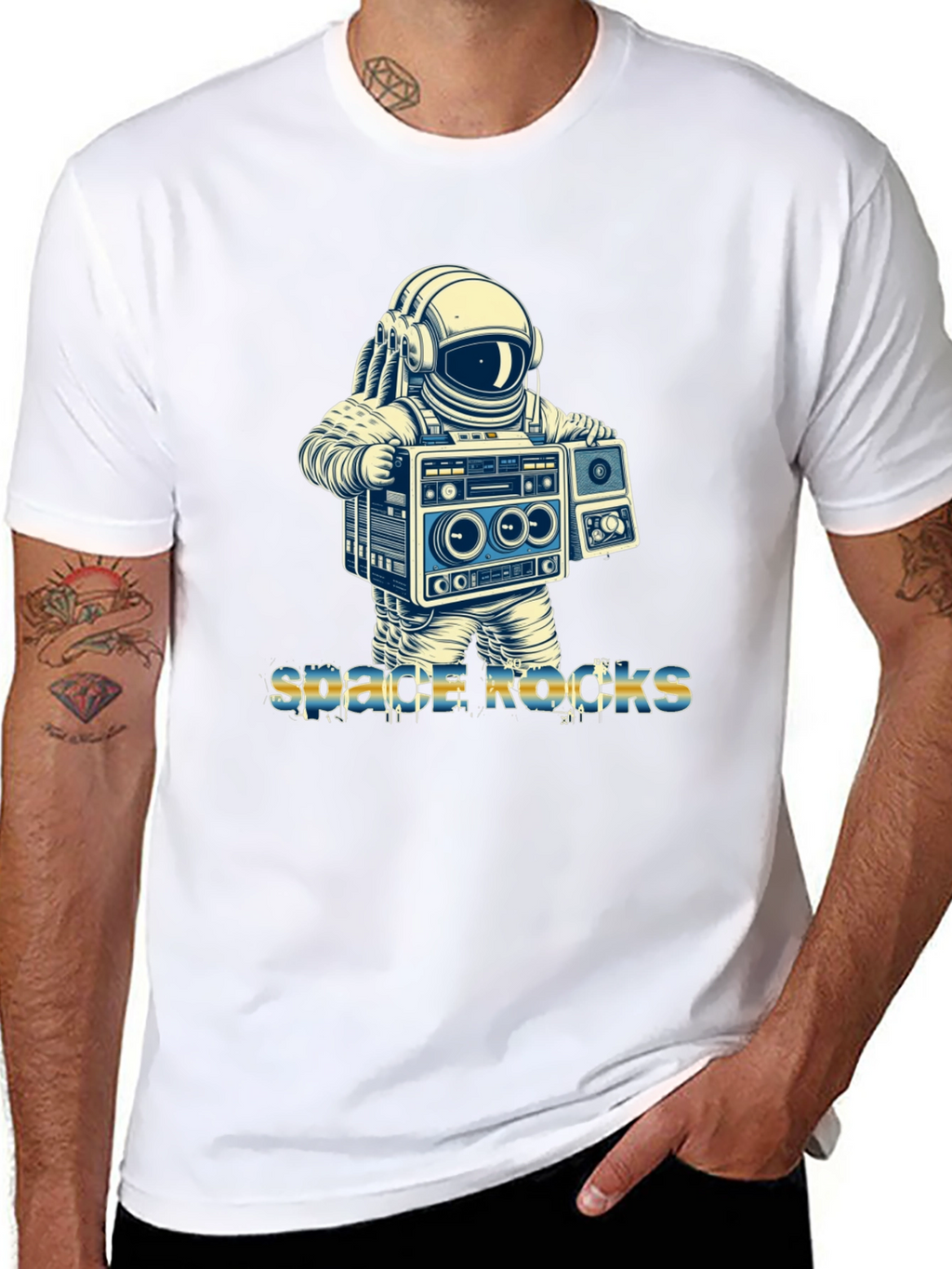 Space Rocks T-Shirt - Astronaut Boombox Design