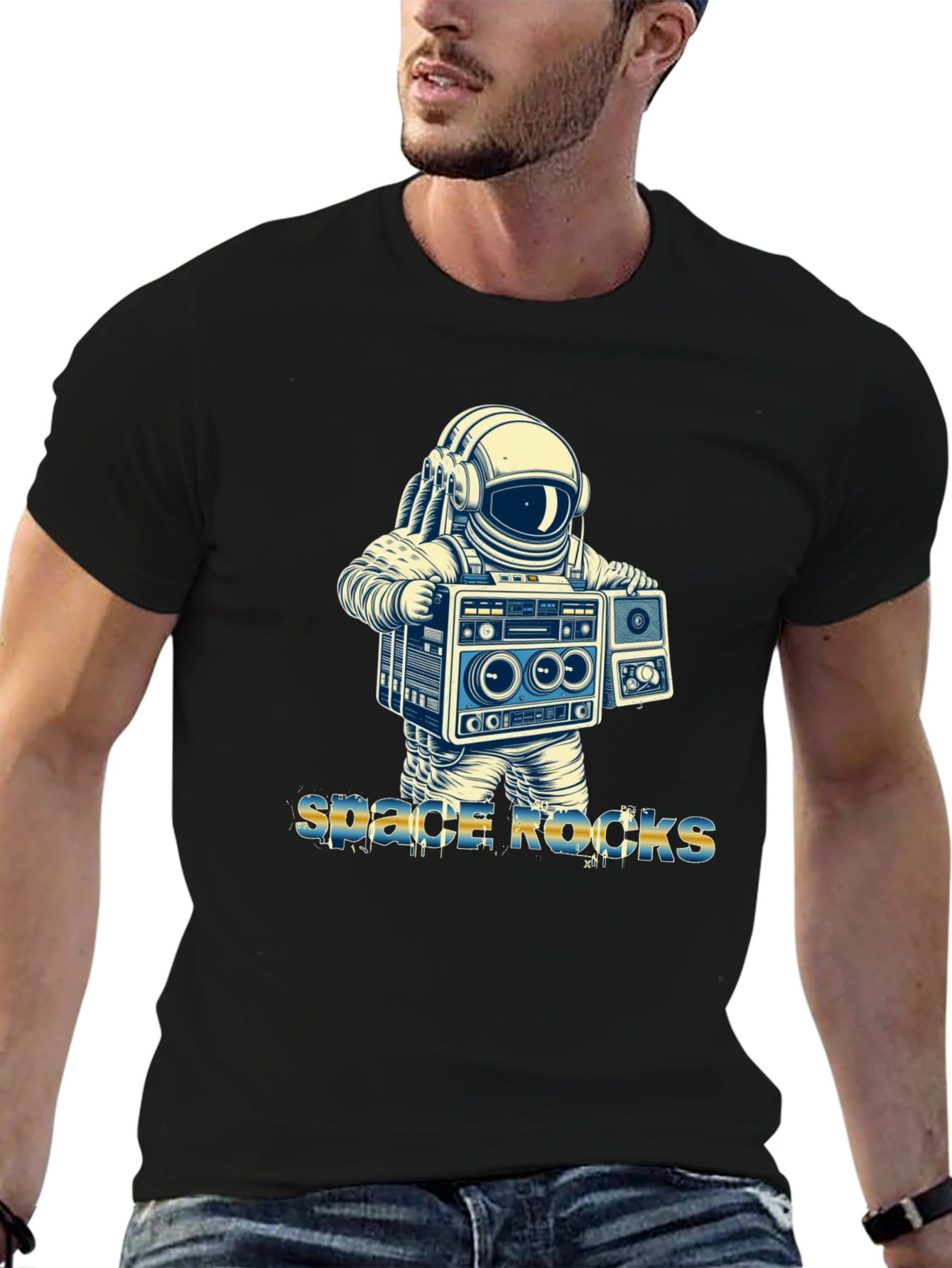 Space Rocks T-Shirt - Astronaut Boombox Design