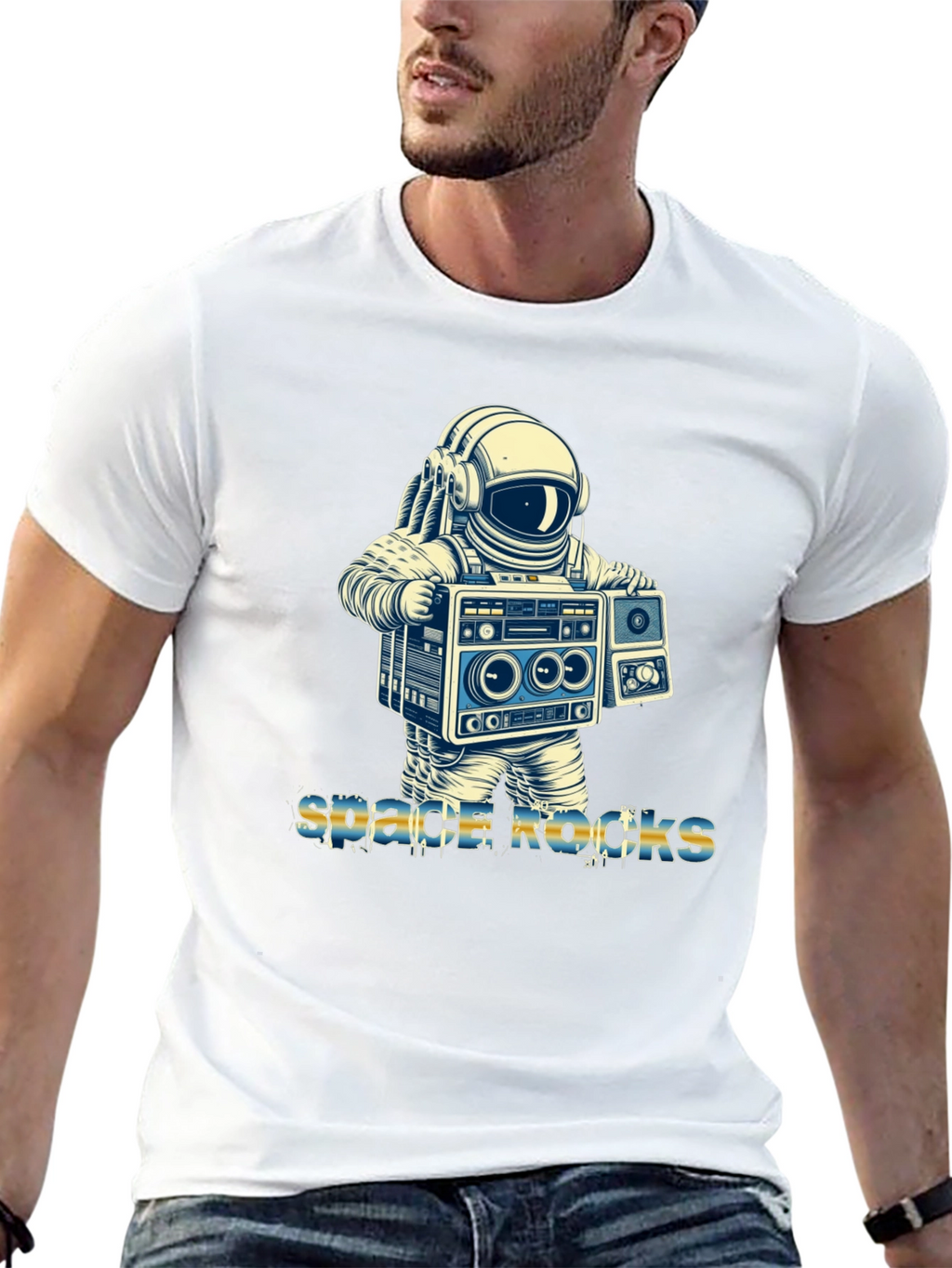 Space Rocks T-Shirt - Astronaut Boombox Design