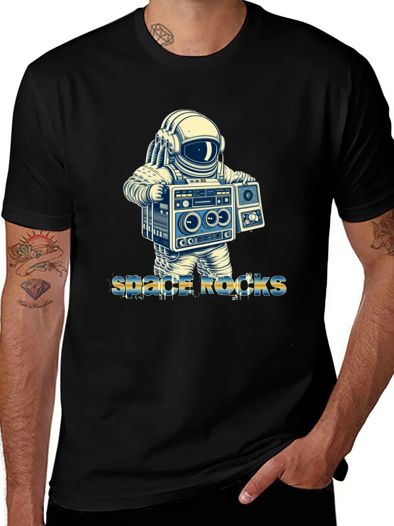 Space Rocks T-Shirt - Astronaut Boombox Design