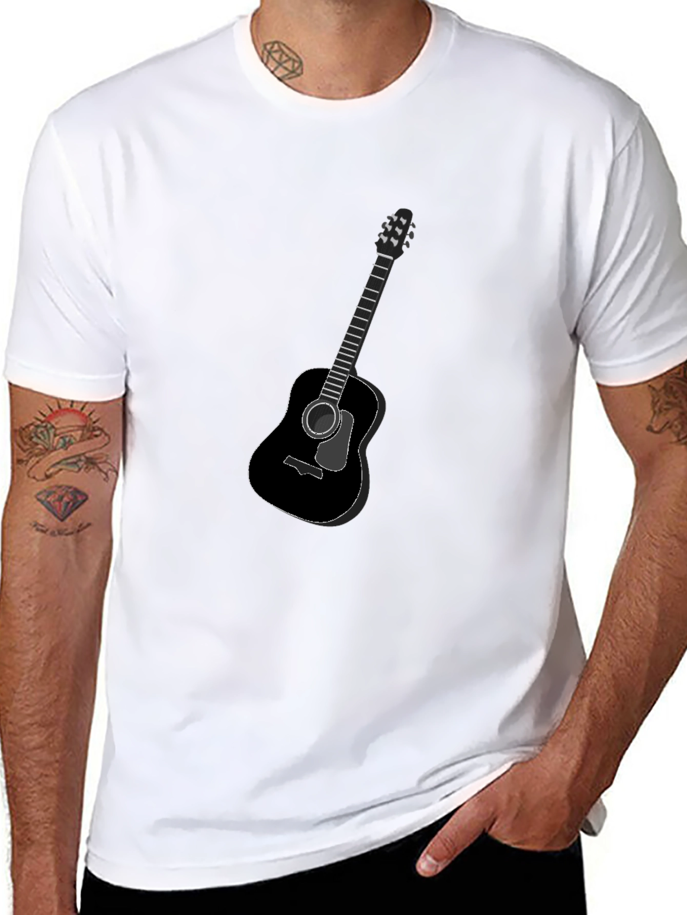 Guitar Graphic Black T-Shirt - Classic Music Tee