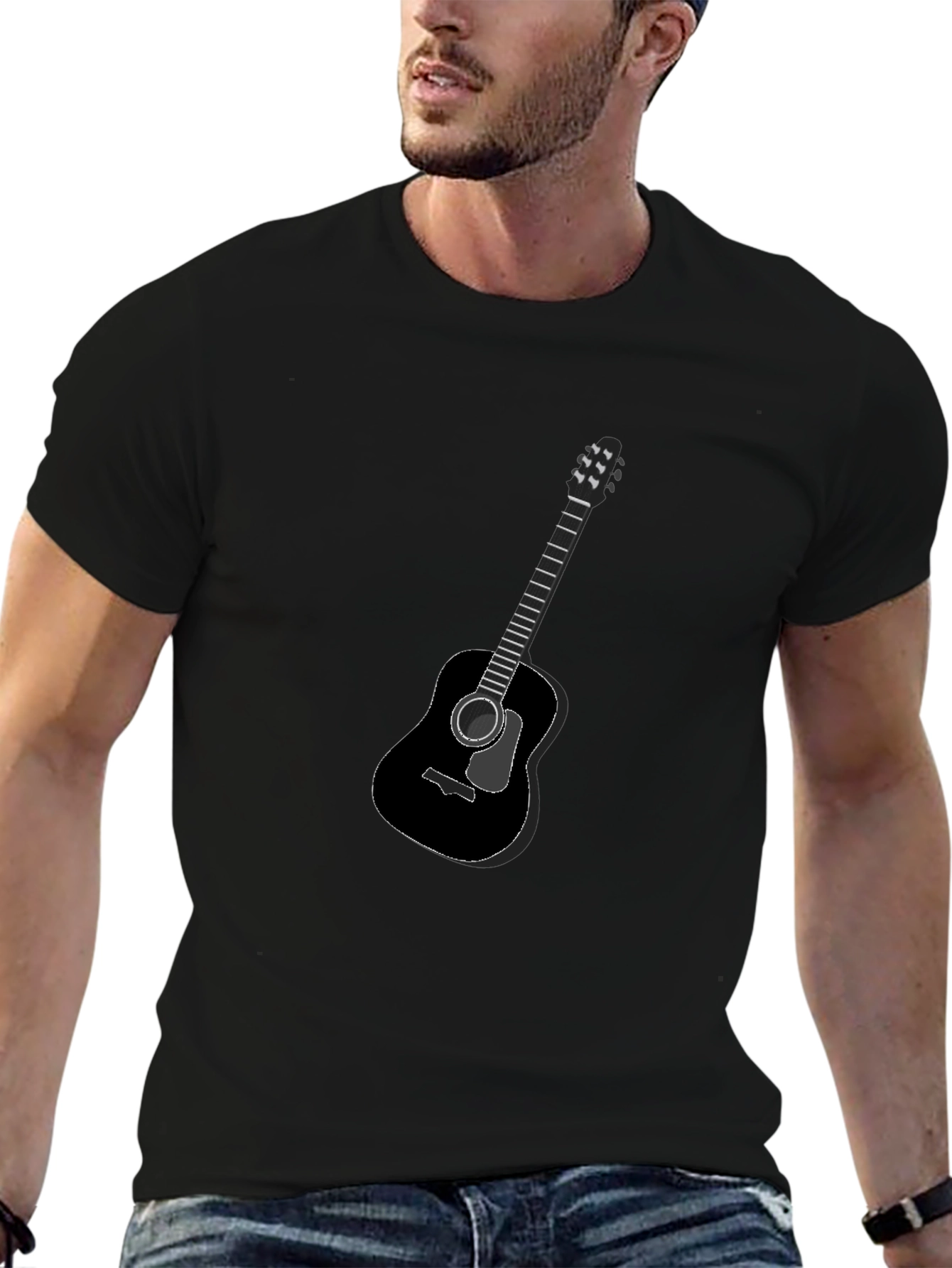 Guitar Graphic Black T-Shirt - Classic Music Tee