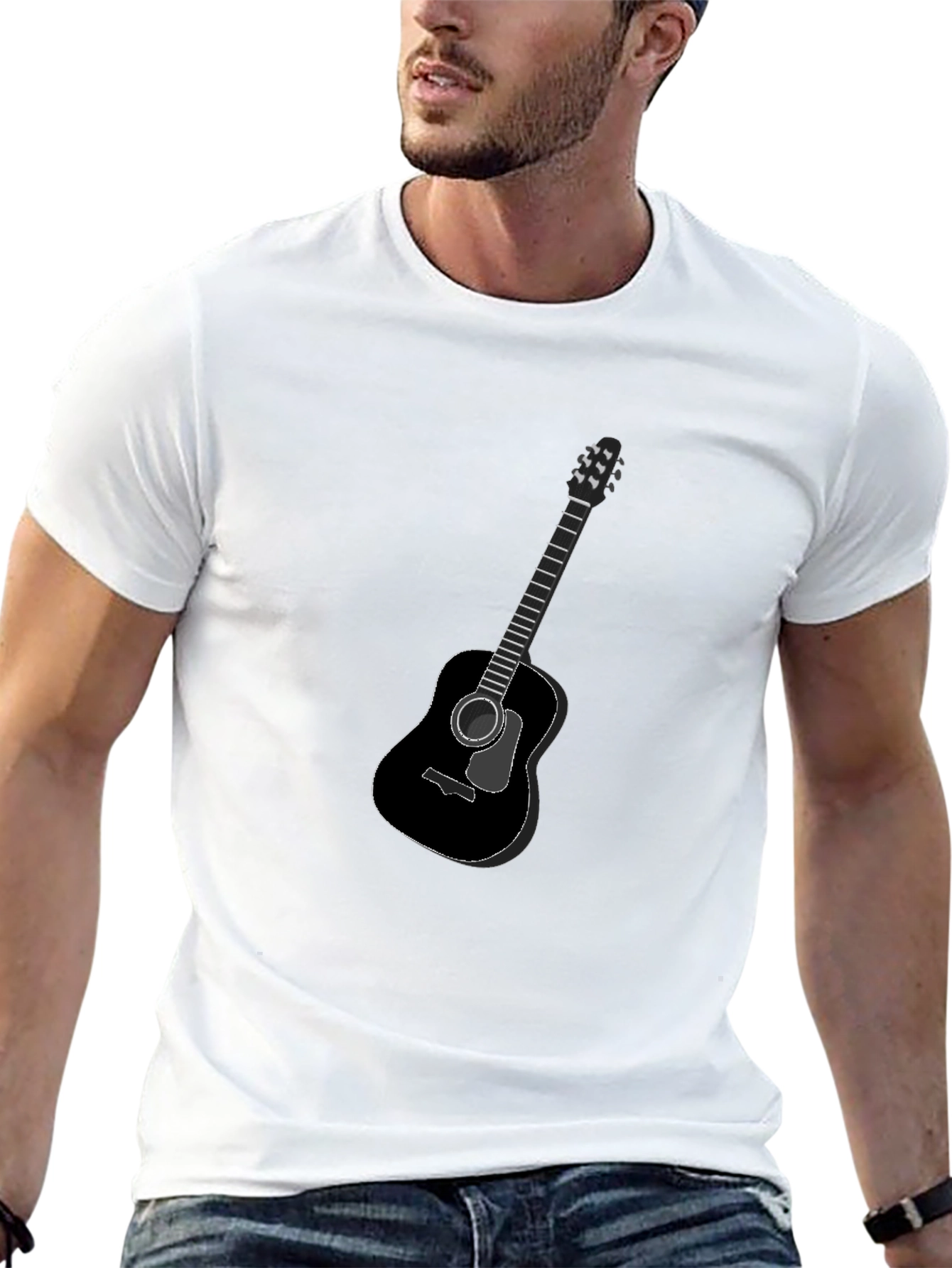Guitar Graphic Black T-Shirt - Classic Music Tee
