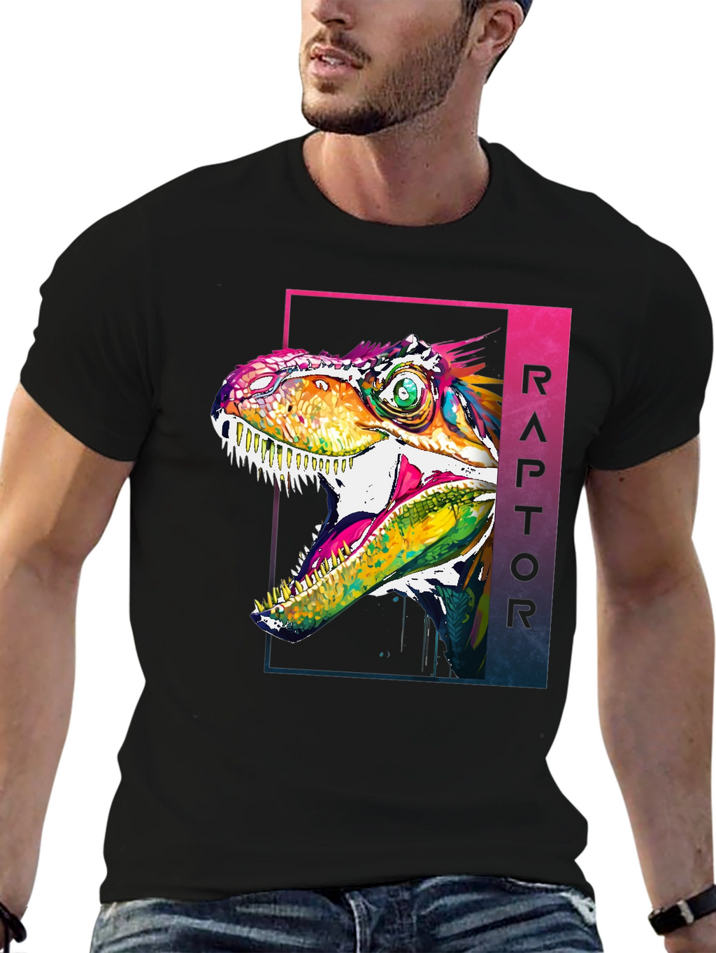 Raptor Graphic Tee - Vivid Dinosaur T-Shirt