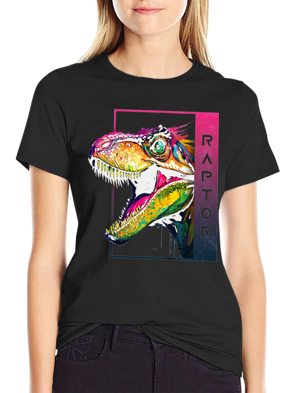 Raptor Graphic Tee - Vivid Dinosaur T-Shirt