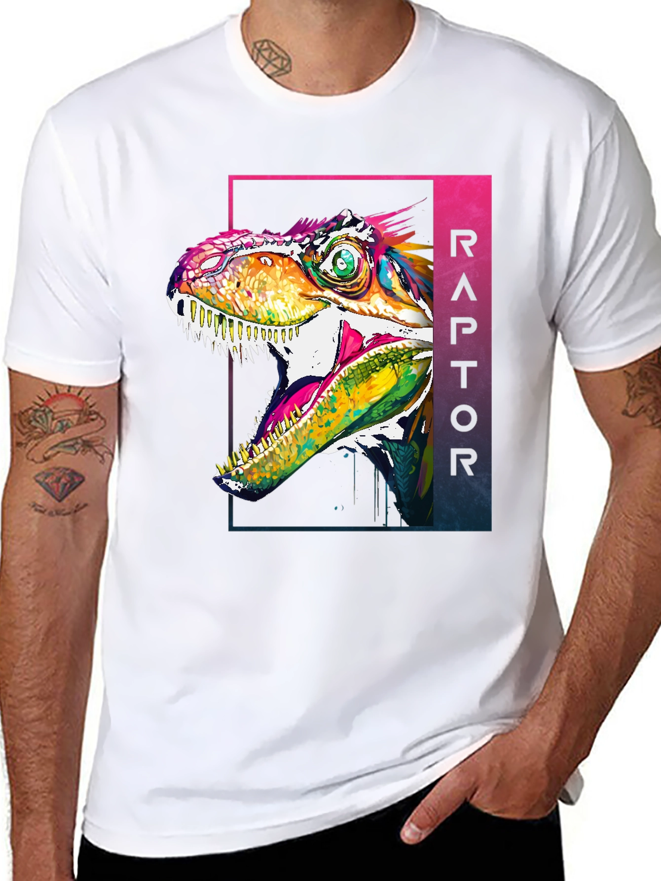 Raptor Graphic Tee - Vivid Dinosaur T-Shirt