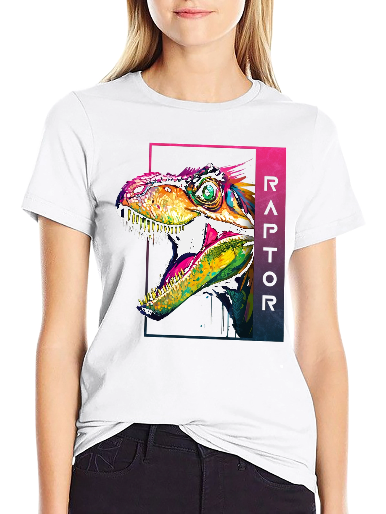 Raptor Graphic Tee - Vivid Dinosaur T-Shirt