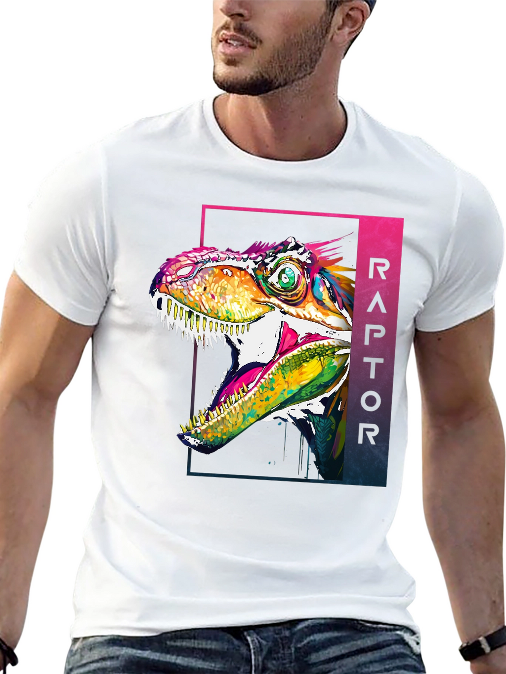 Raptor Graphic Tee - Vivid Dinosaur T-Shirt