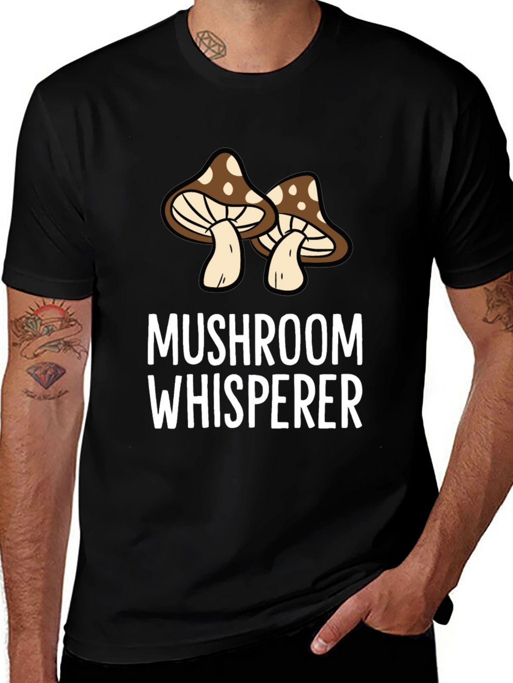 Mushroom Whisperer Graphic Tee - Black Cotton Shirt