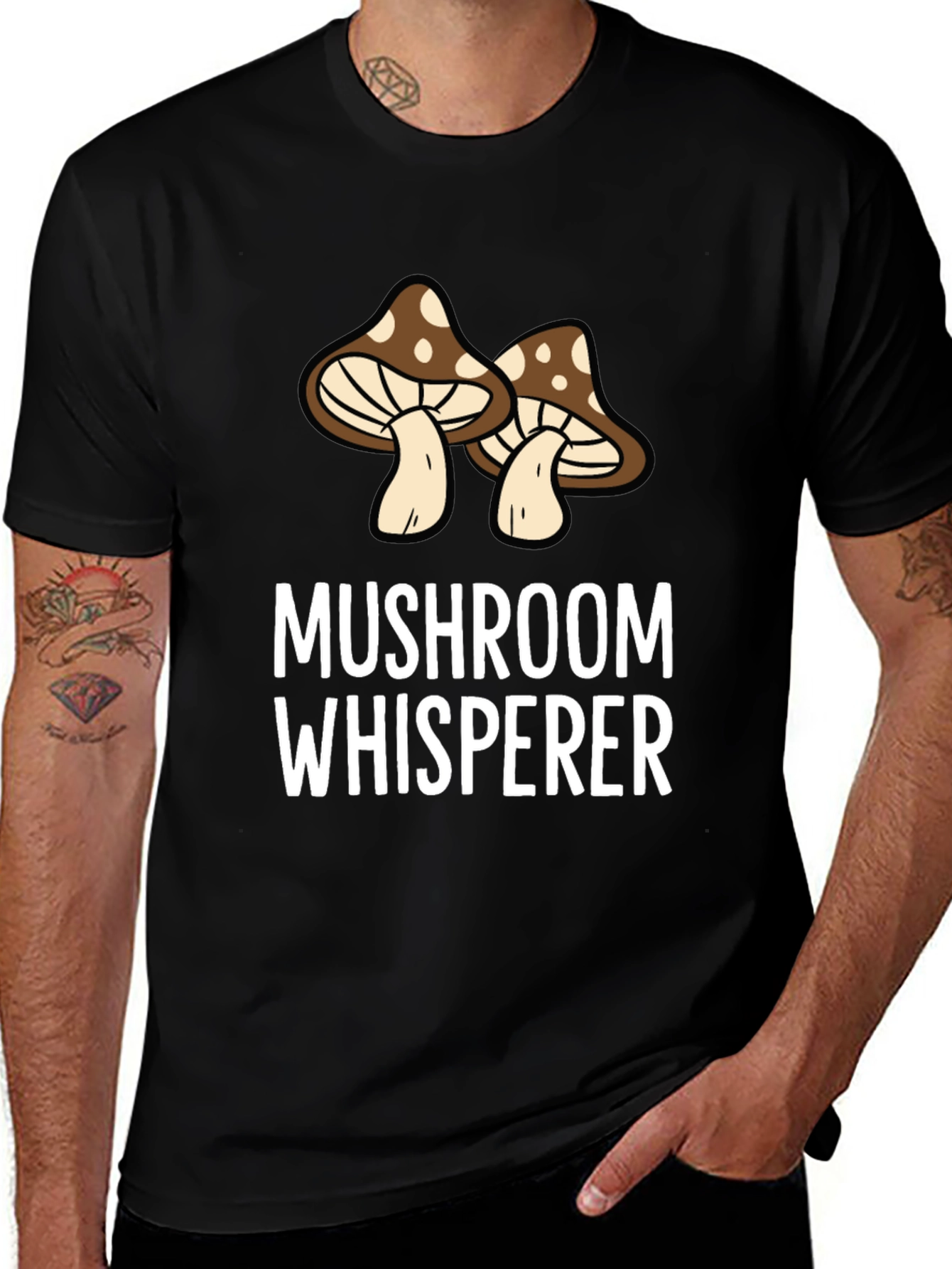 Mushroom Whisperer Graphic Tee - Black Cotton Shirt