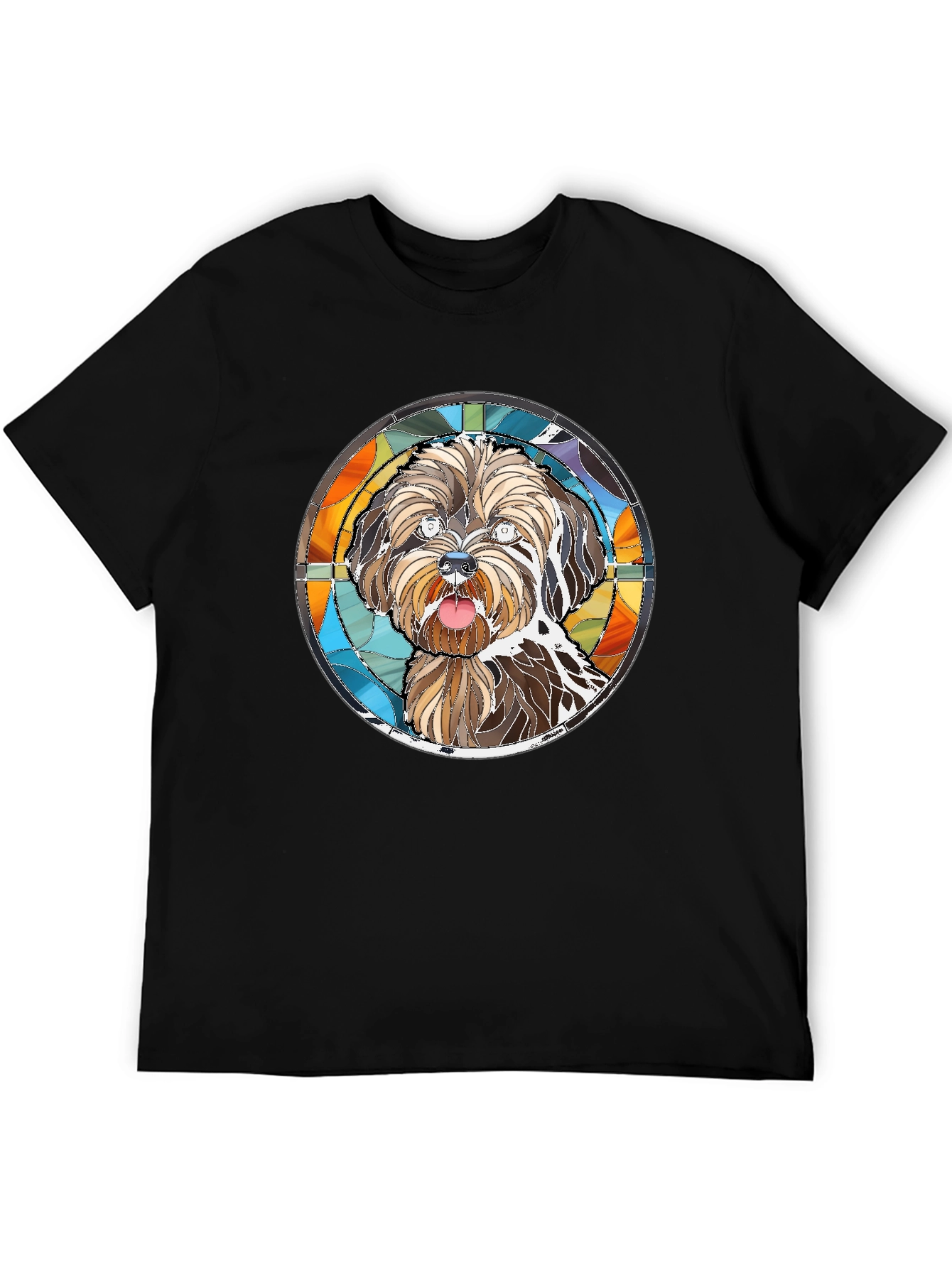 Dog Portrait Stained Glass T-Shirt - Unique Art Tee
