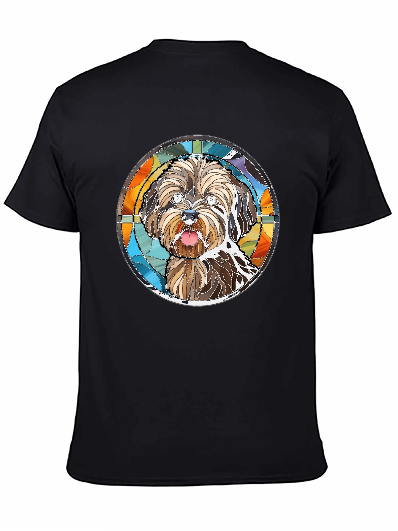Dog Portrait Stained Glass T-Shirt - Unique Art Tee
