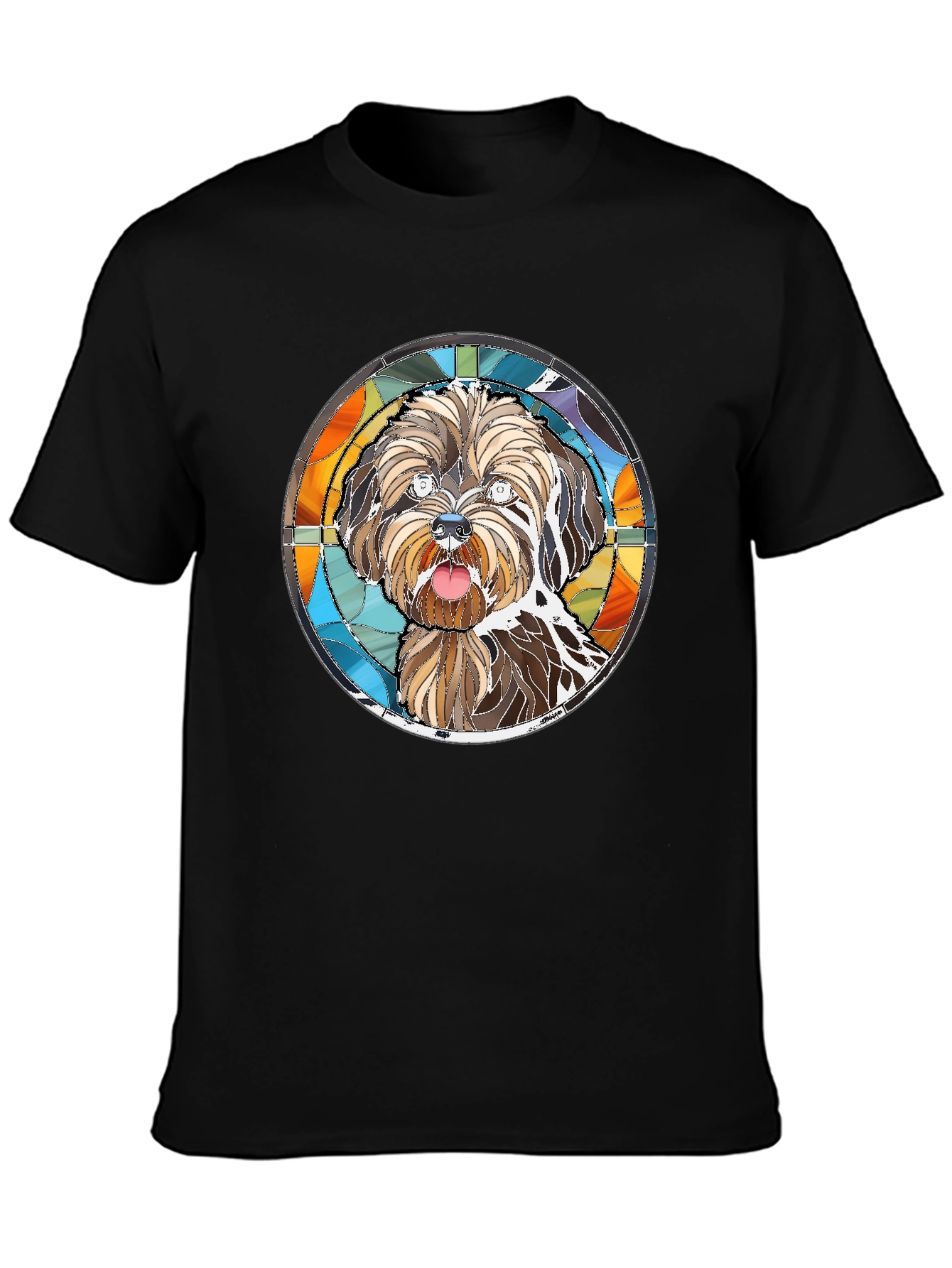 Dog Portrait Stained Glass T-Shirt - Unique Art Tee