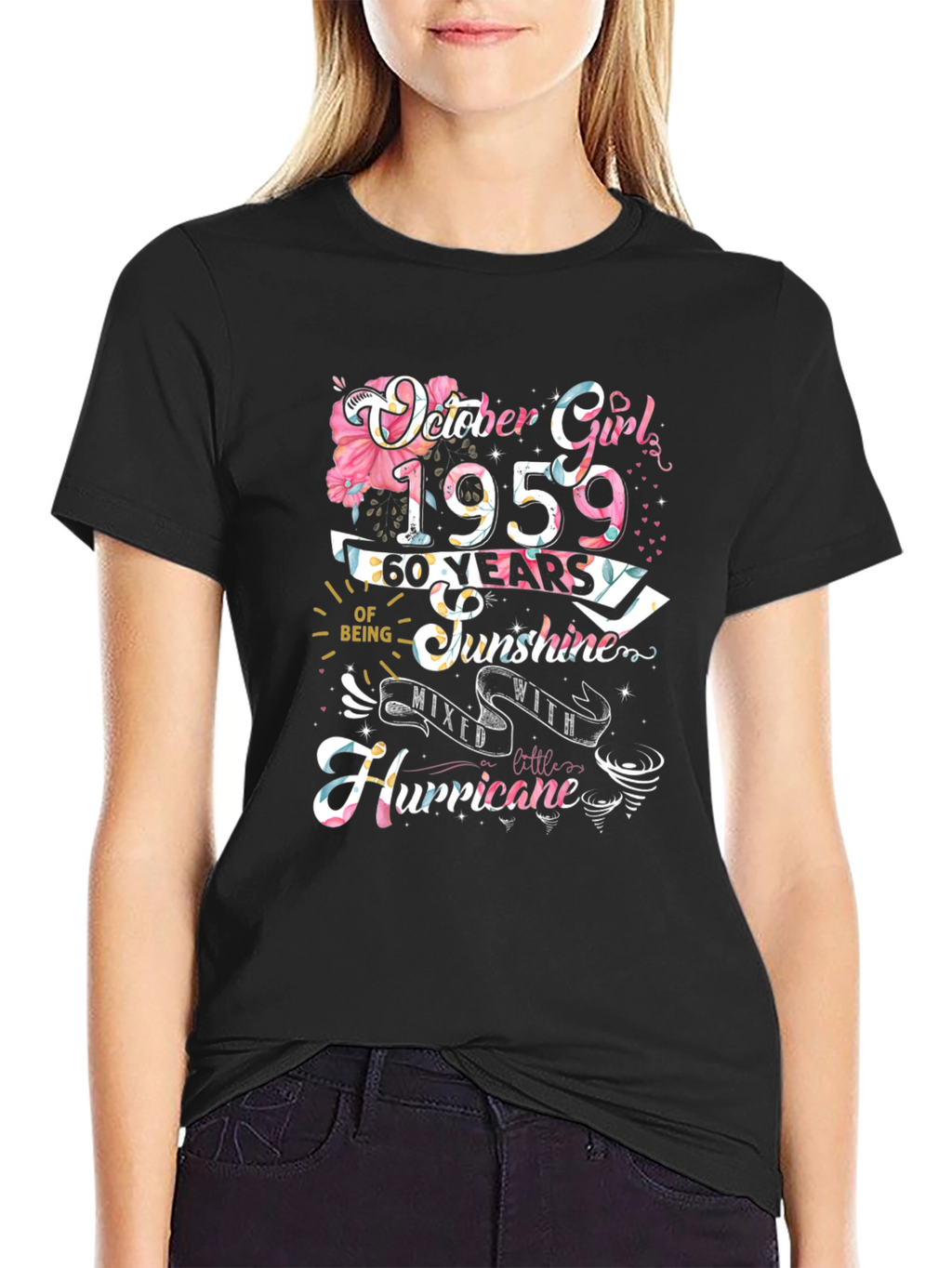 October Girl 1959 60 Years Sunshine Hurricane T-Shirt