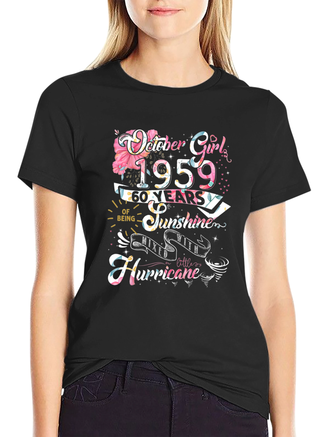 October Girl 1959 60 Years Sunshine Hurricane T-Shirt