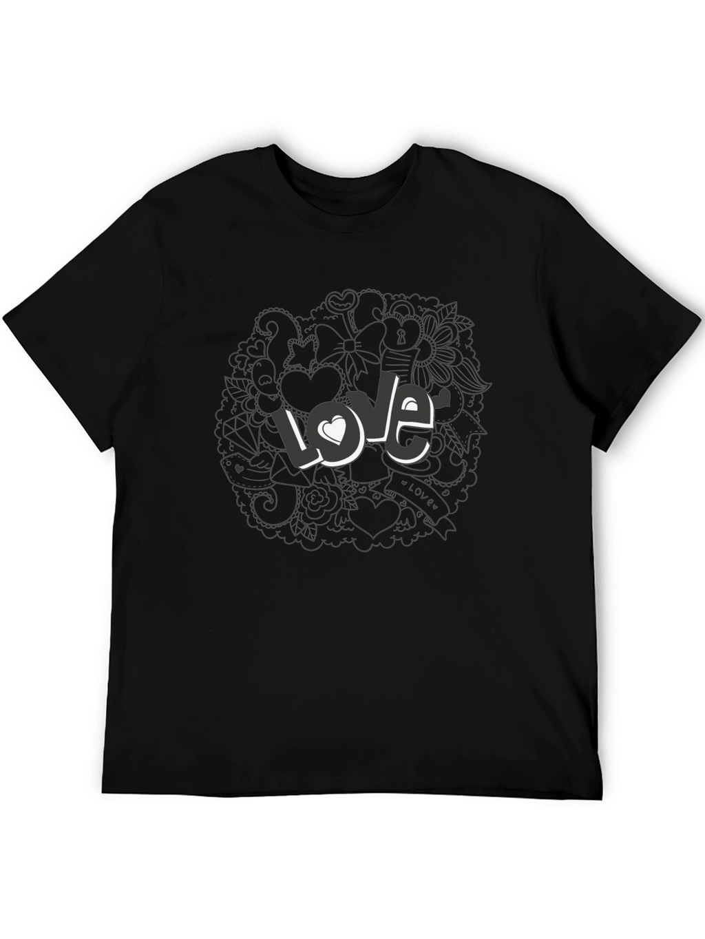 Love Doodle Graphic Print T-Shirt - Casual Style
