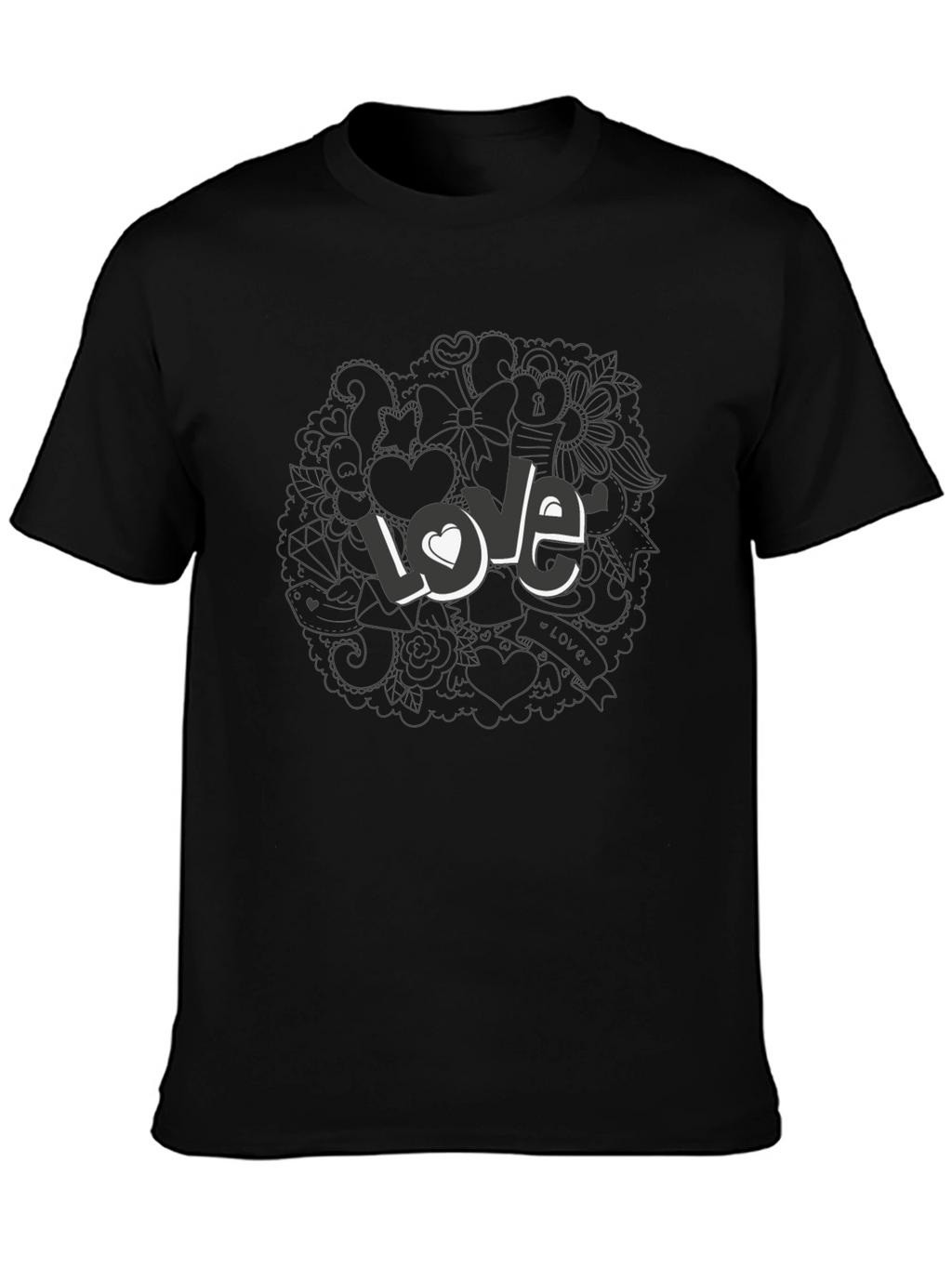 Love Doodle Graphic Print T-Shirt - Casual Style