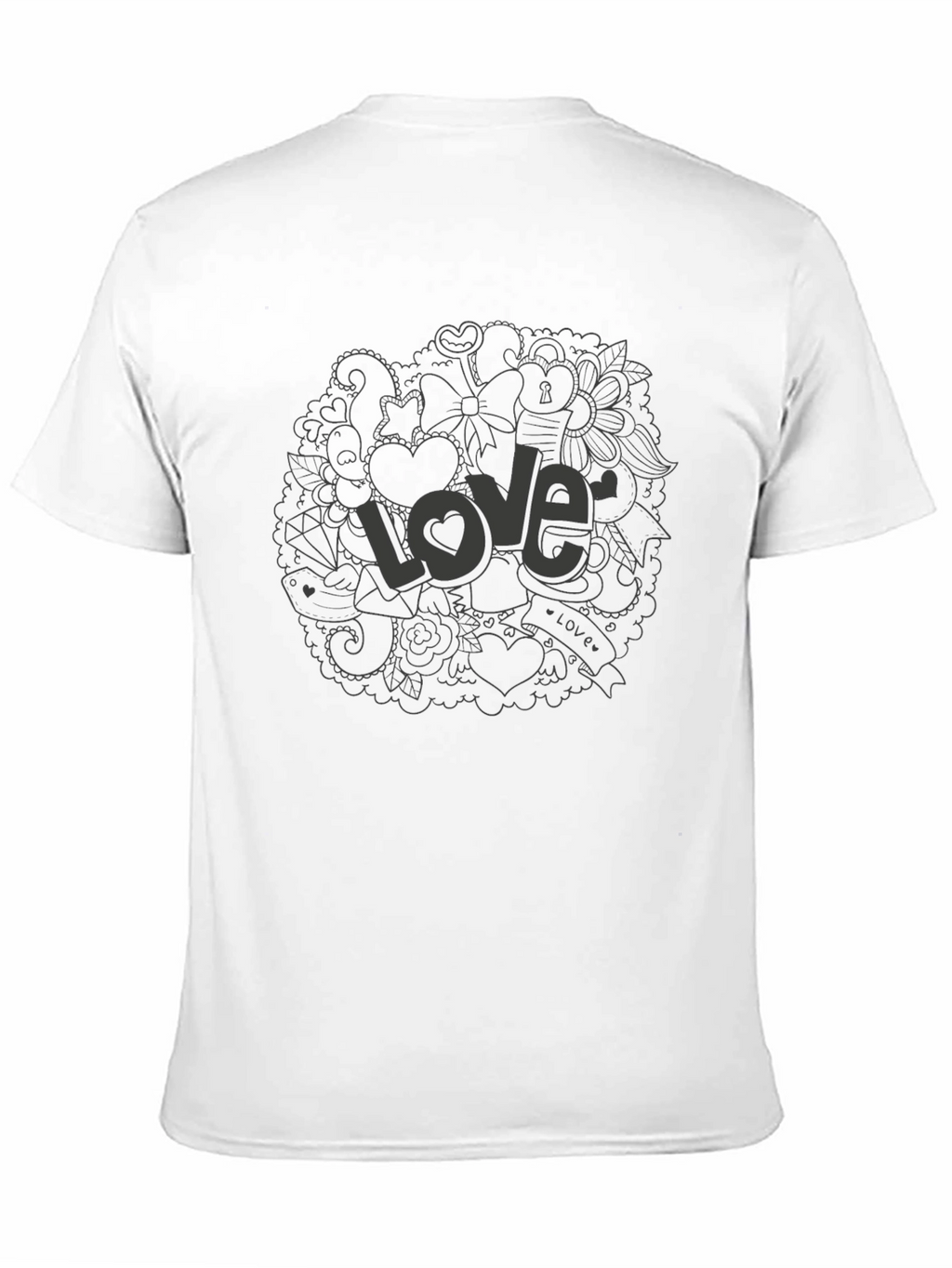 Love Doodle Graphic Print T-Shirt - Casual Style