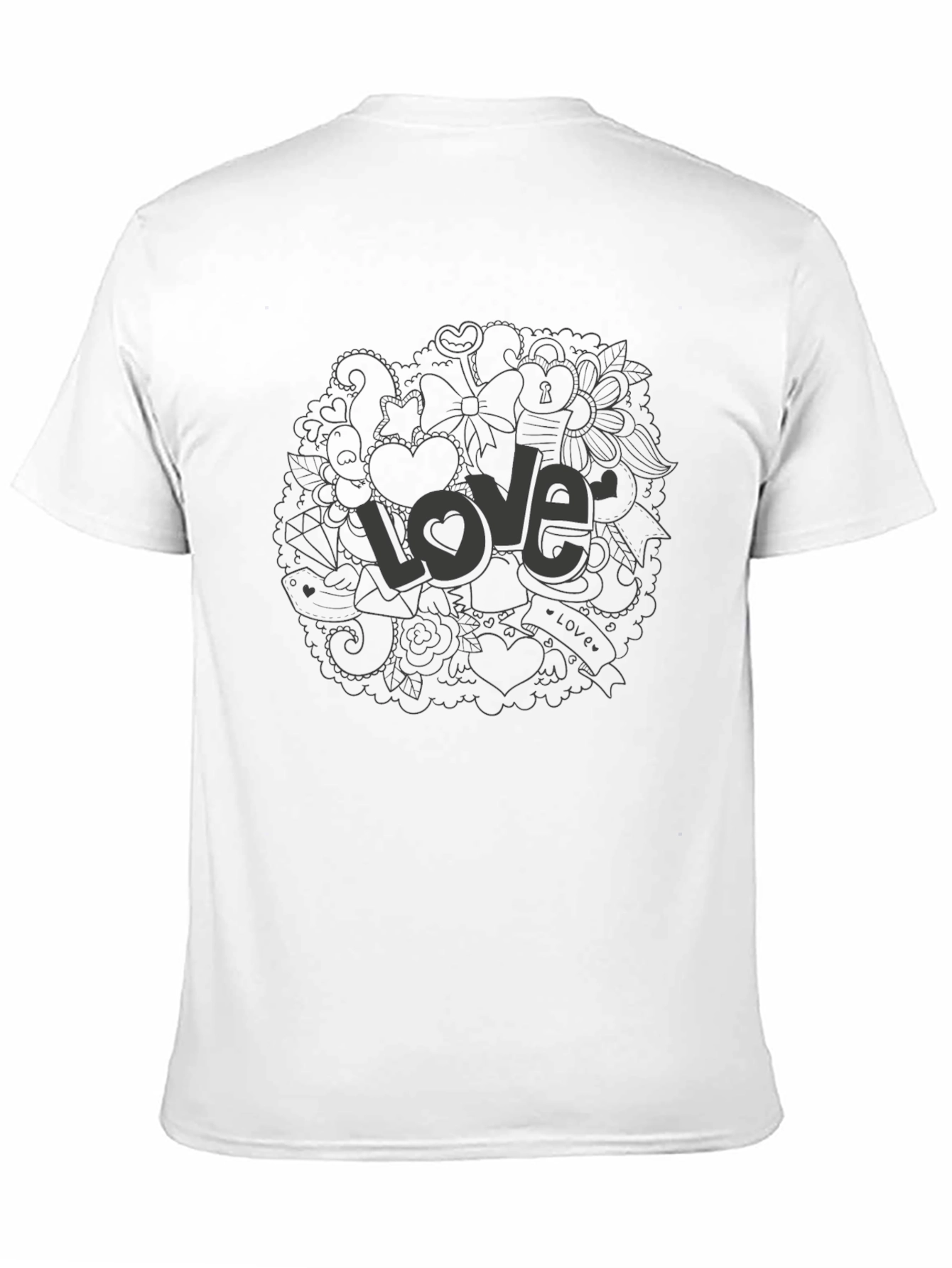 Love Doodle Graphic Print T-Shirt - Casual Style