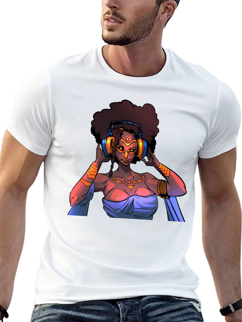 Afro Goddess Headphones Graphic Tee