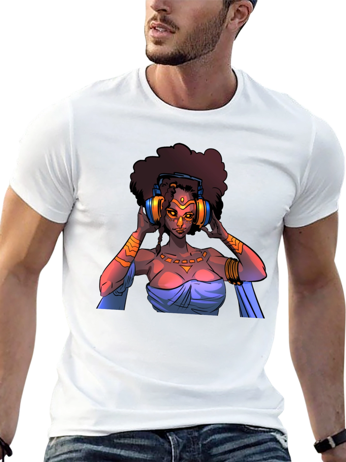 Afro Goddess Headphones Graphic Tee