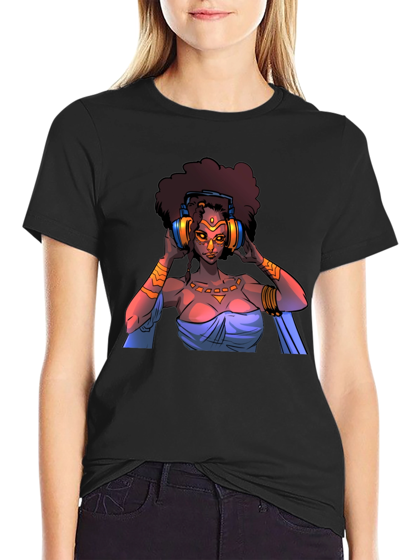 Afro Goddess Headphones Graphic Tee