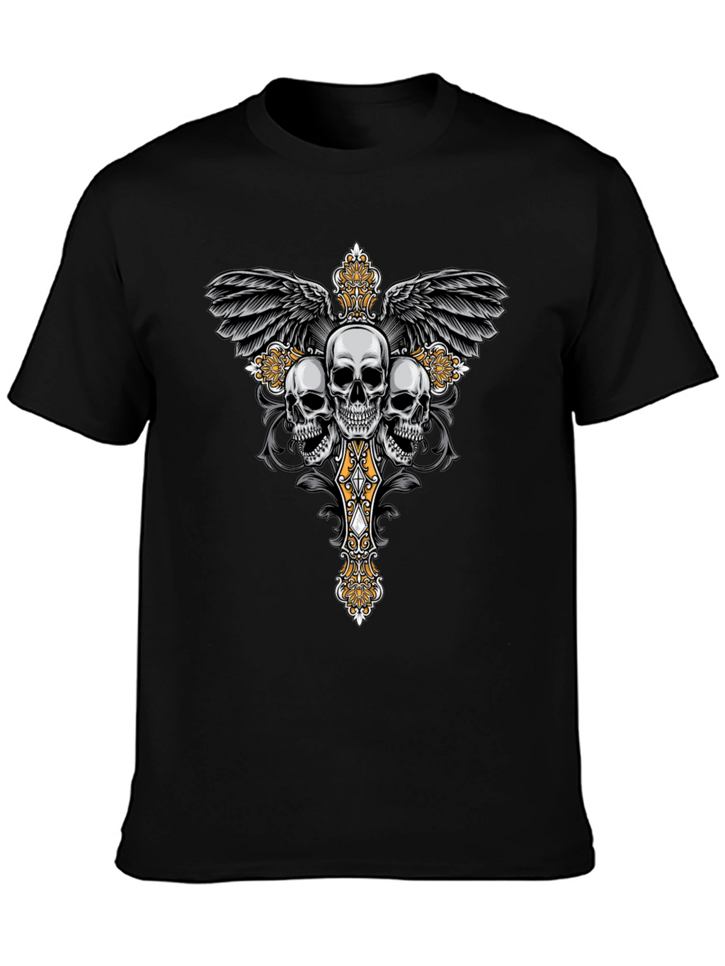 Skull Cross Wings Graphic T-Shirt