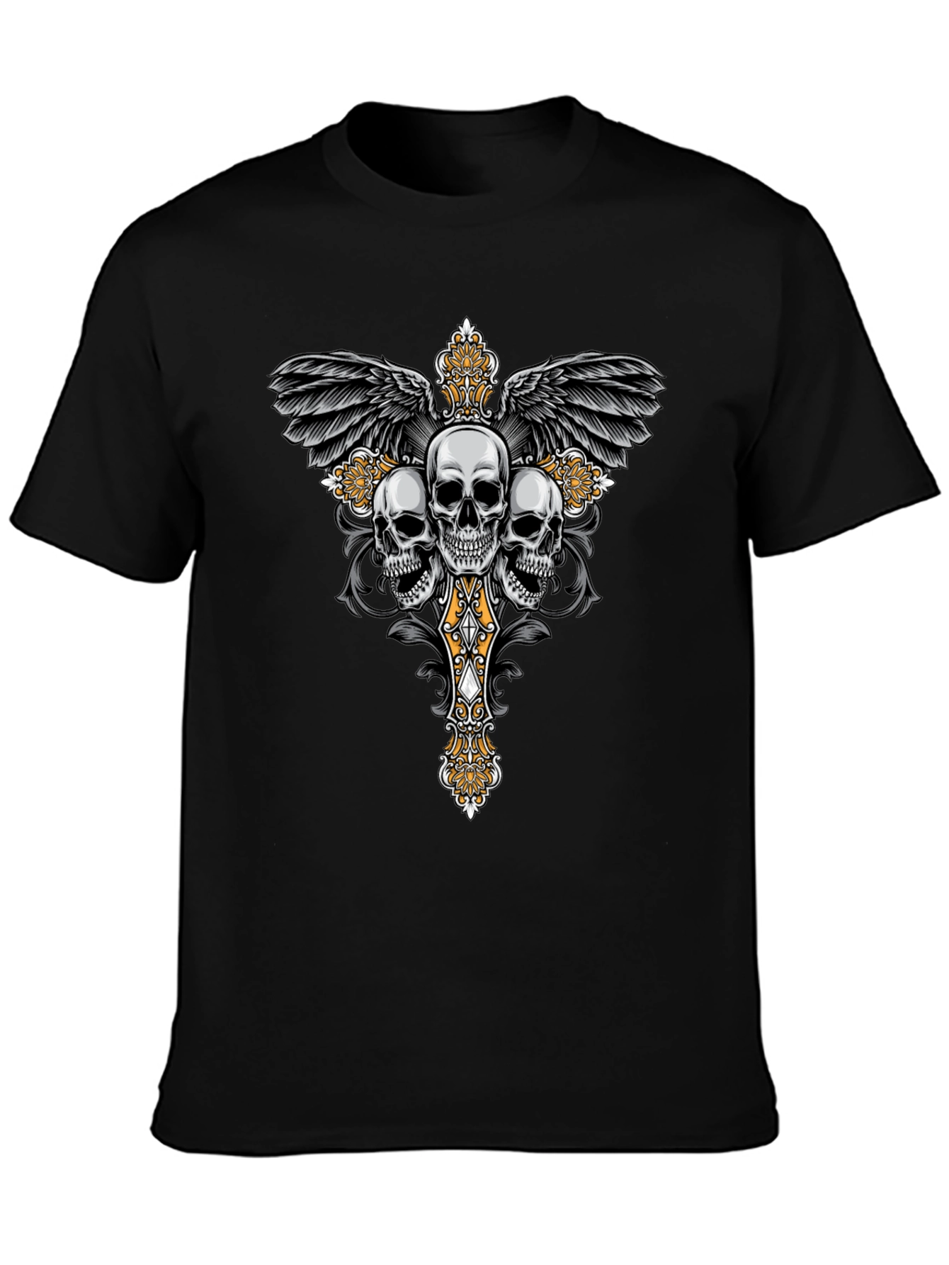 Skull Cross Wings Graphic T-Shirt