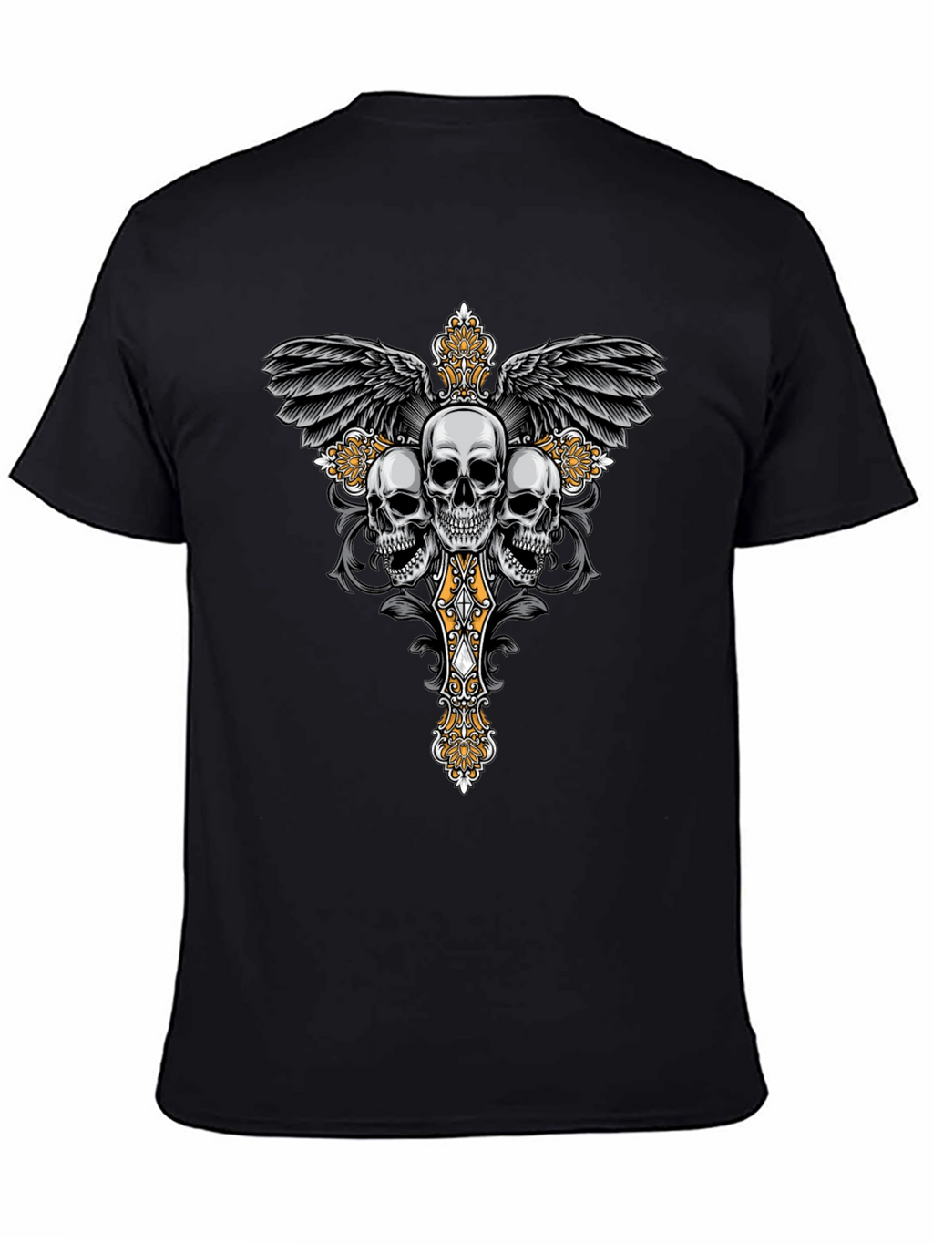 Skull Cross Wings Graphic T-Shirt