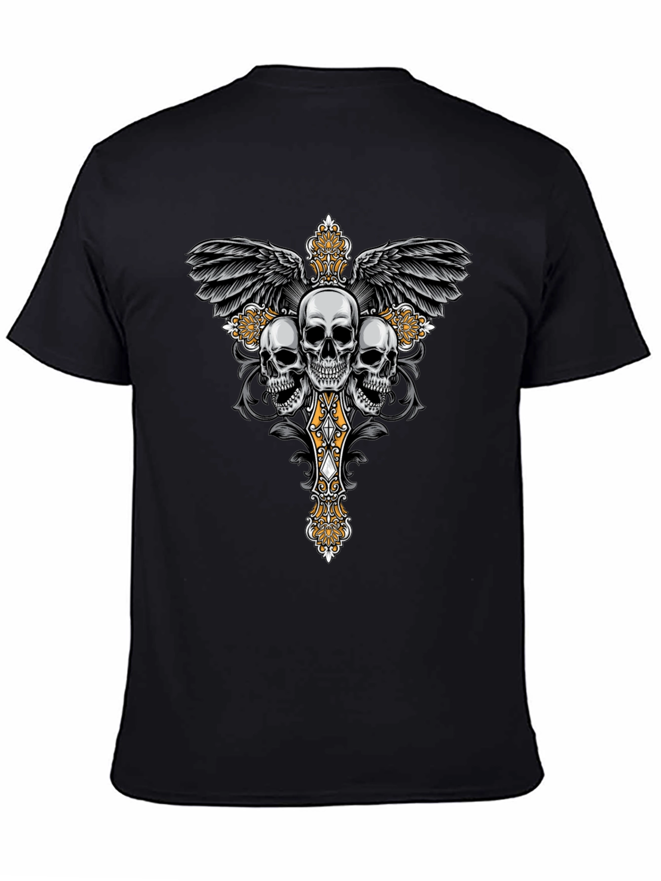 Skull Cross Wings Graphic T-Shirt
