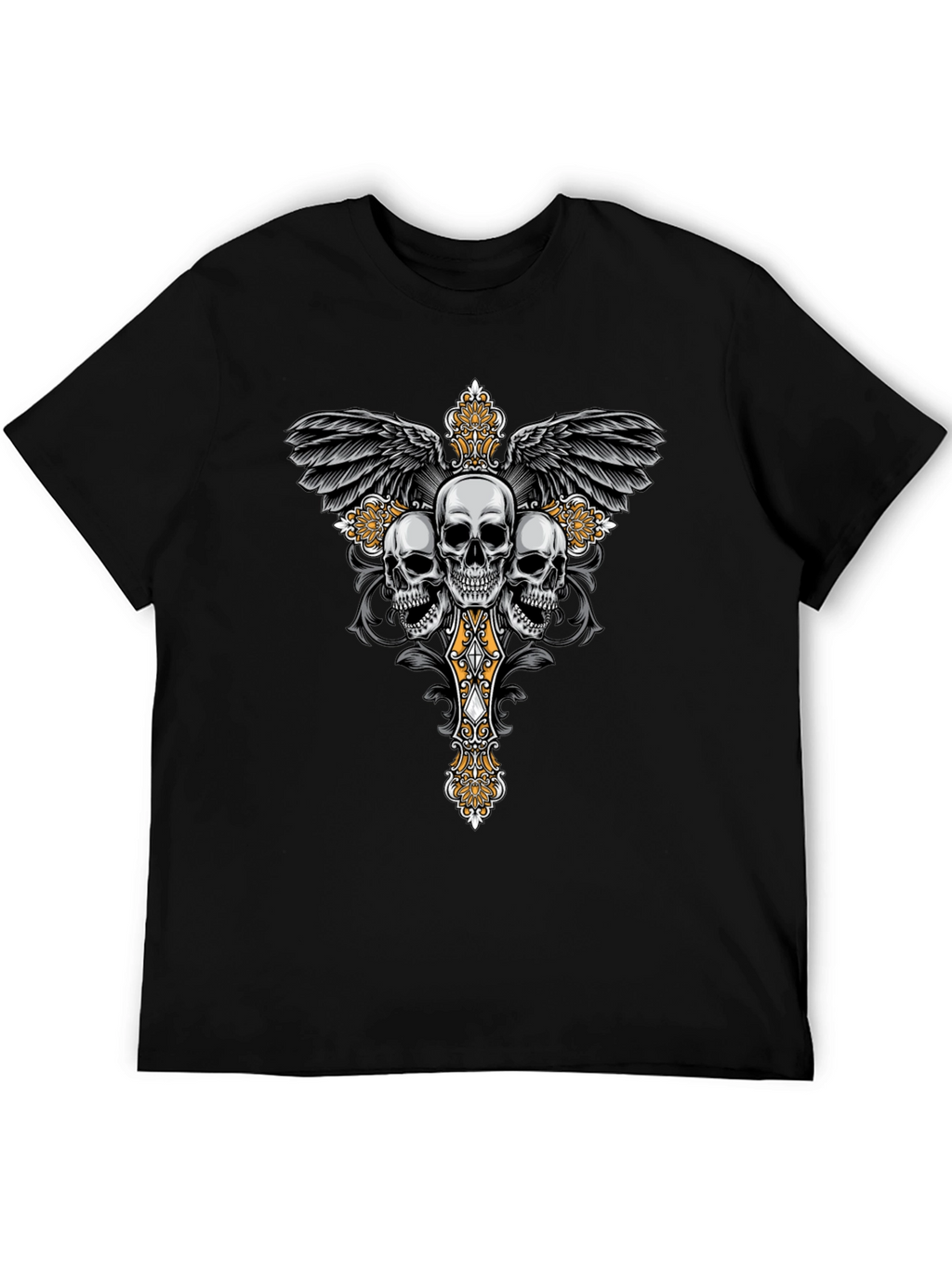 Skull Cross Wings Graphic T-Shirt