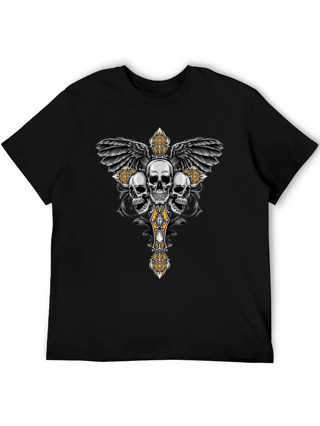 Skull Cross Wings Graphic T-Shirt