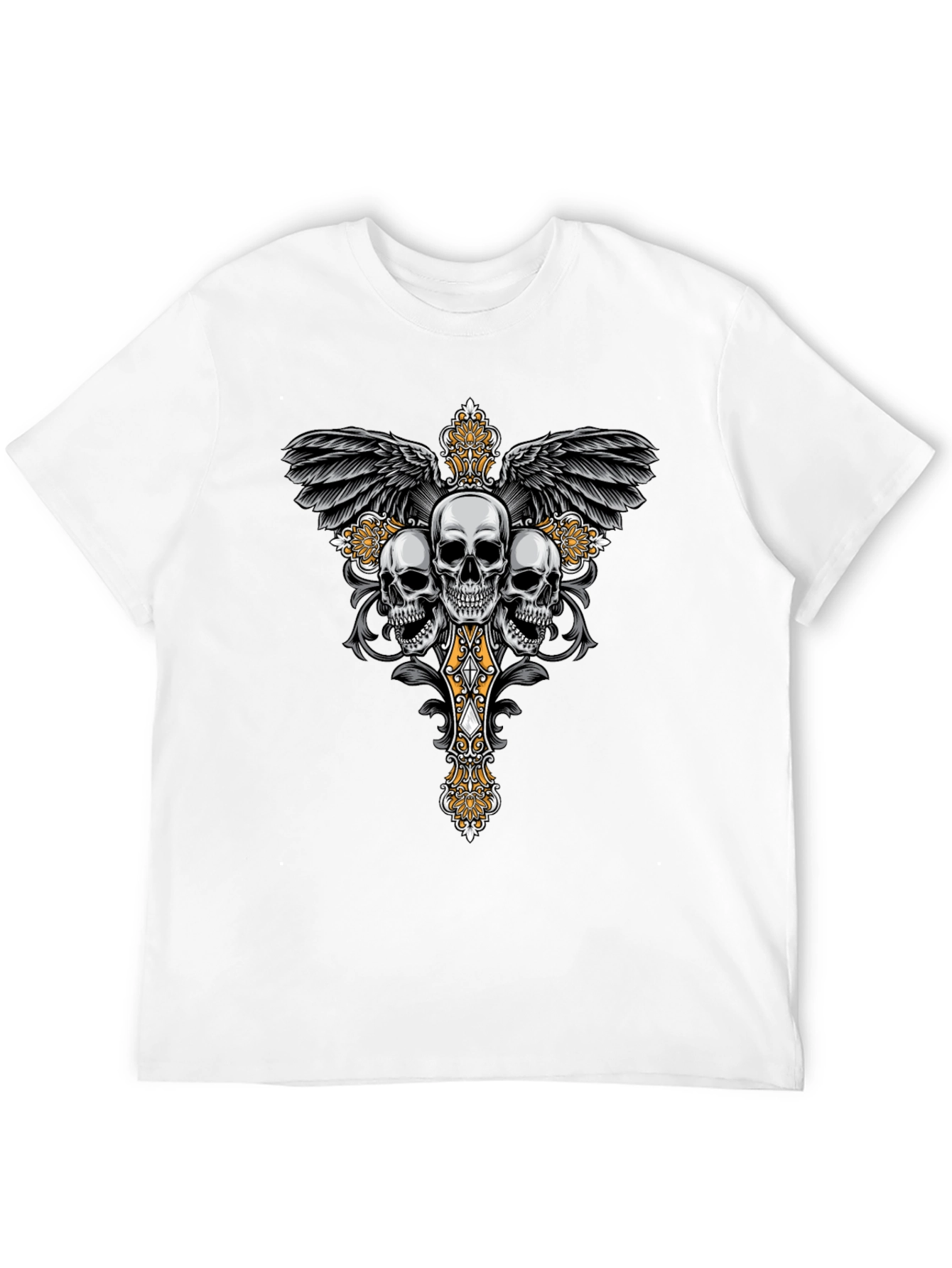 Skull Cross Wings Graphic T-Shirt