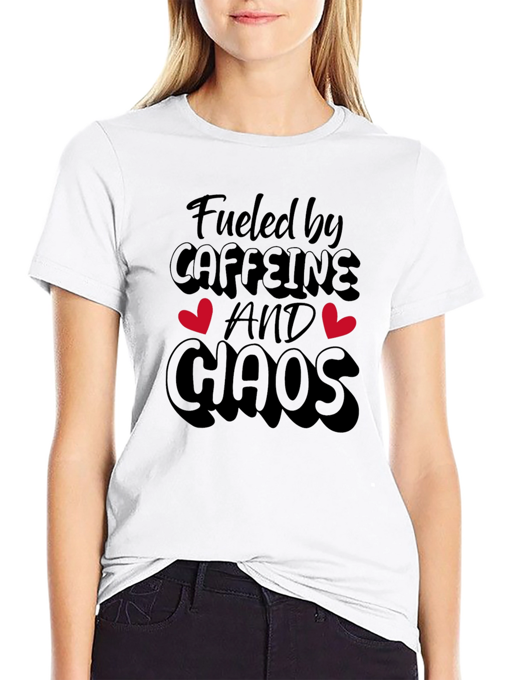 Fueled By Caffeine And Chaos Black T-Shirt
